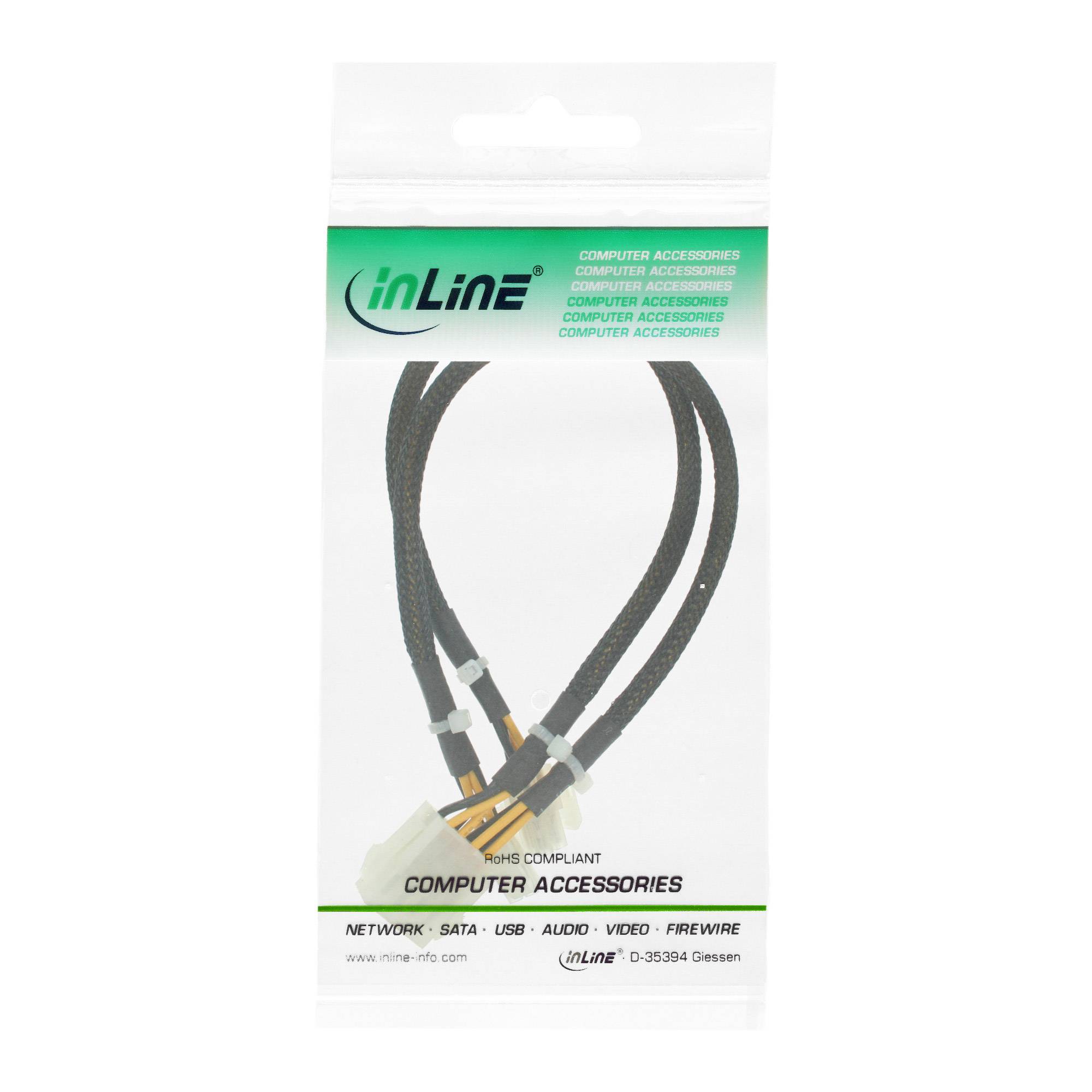 InLine® Strom Verlängerung intern, 2x4pol ST zu 8pol BU, Mainboard, 0,30m-1