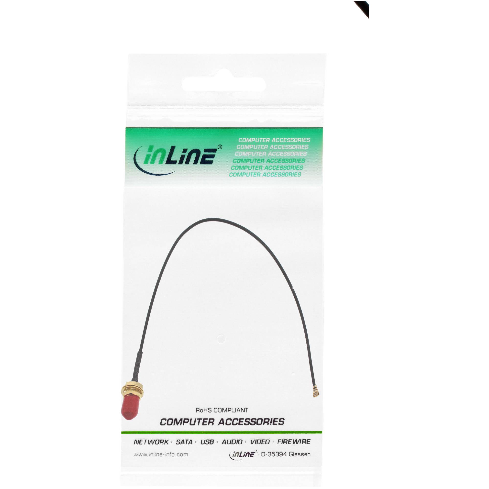 InLine® WLAN Adapterkabel, R-SMA Buchse auf U.FL Stecker, 0,2m, für AVM FritzBox-3