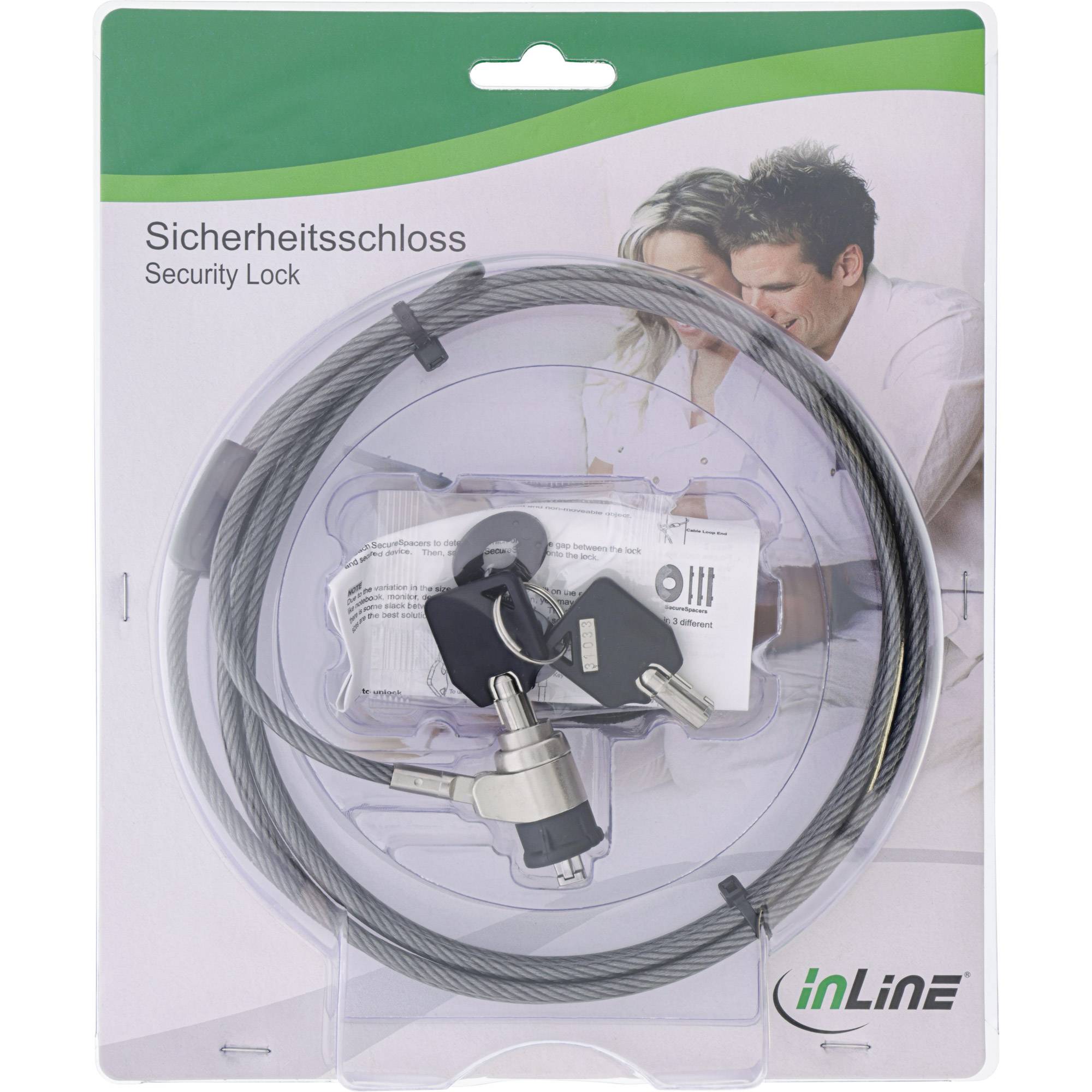 InLine® Notebook Sicherheitsschloss, mit Schlüssel, 4,4mm x 2m-4