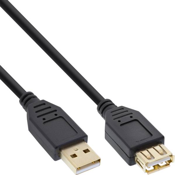 InLine® USB 2.0 Verlängerungskabel Typ A, schwarz, vergoldete Kontakte, 5m