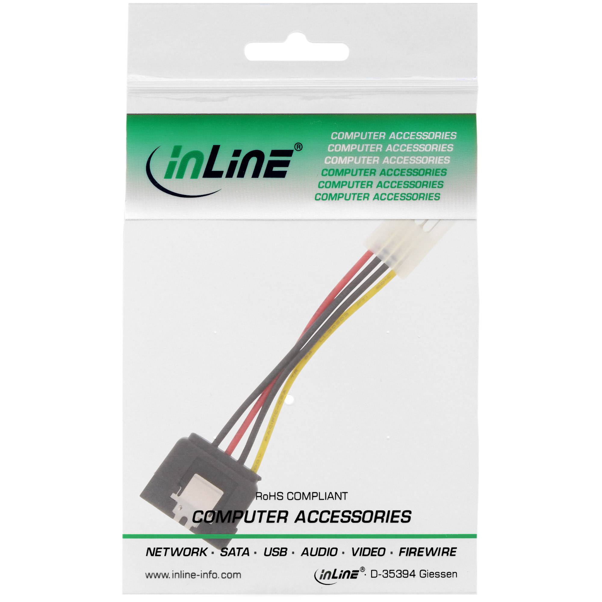 InLine® SATA Stromadap-Kab., 1x 8,89cm (3,5") BU/15pol SATA ST, m. Lasche, 0,15m-1
