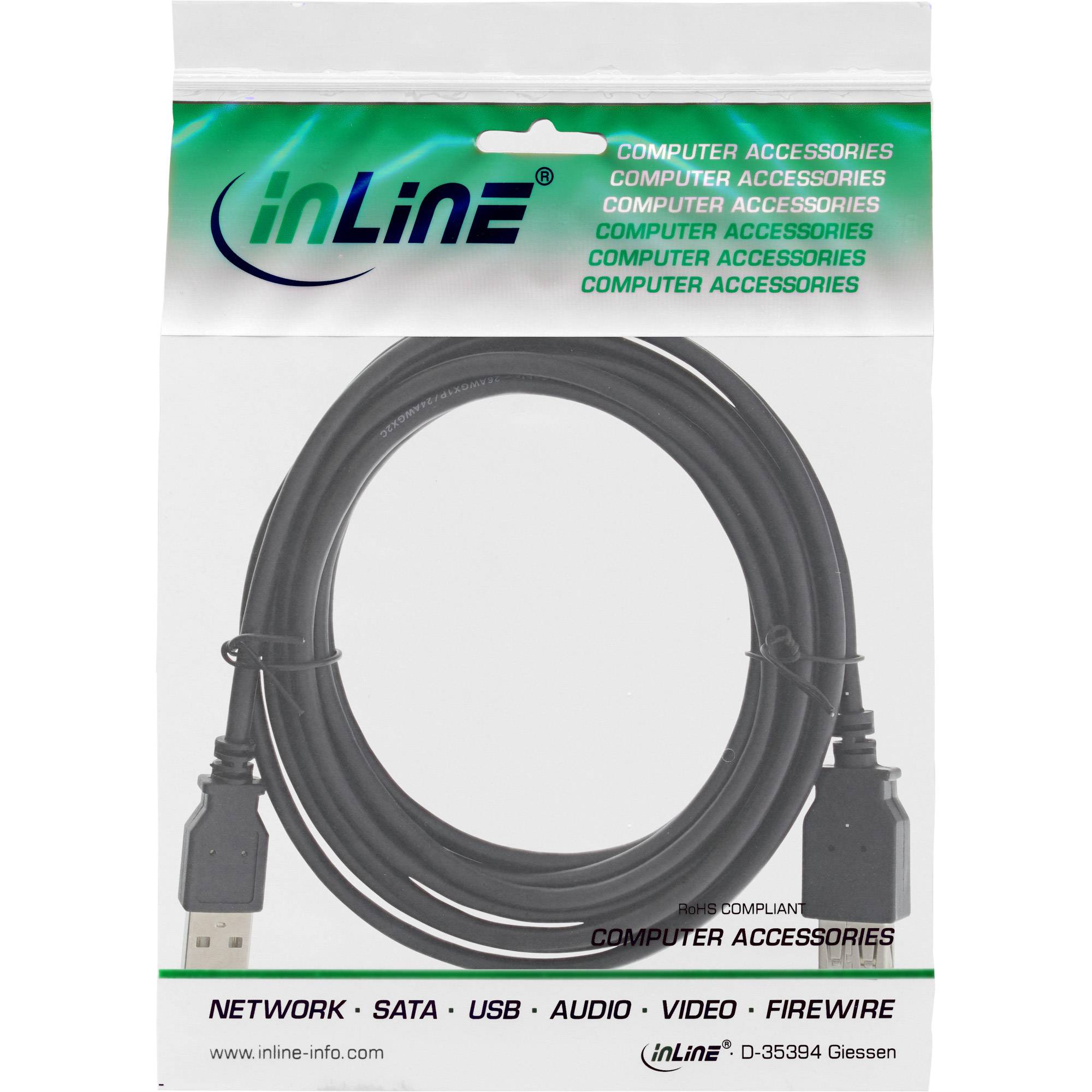 InLine® USB 2.0 Verlängerung, Stecker / Buchse, Typ A, schwarz, 2m-1