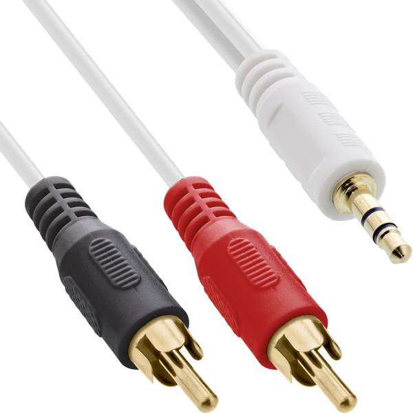 InLine® Cinch/Klinke Kabel, 2x Cinch Stecker an 3,5mm Klinke Stecker, 2m