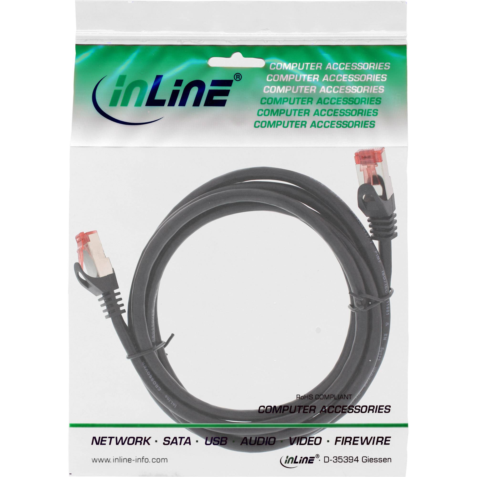 InLine® Crossover Patchkabel, S/FTP, Cat.6, schwarz, 0,3m-1