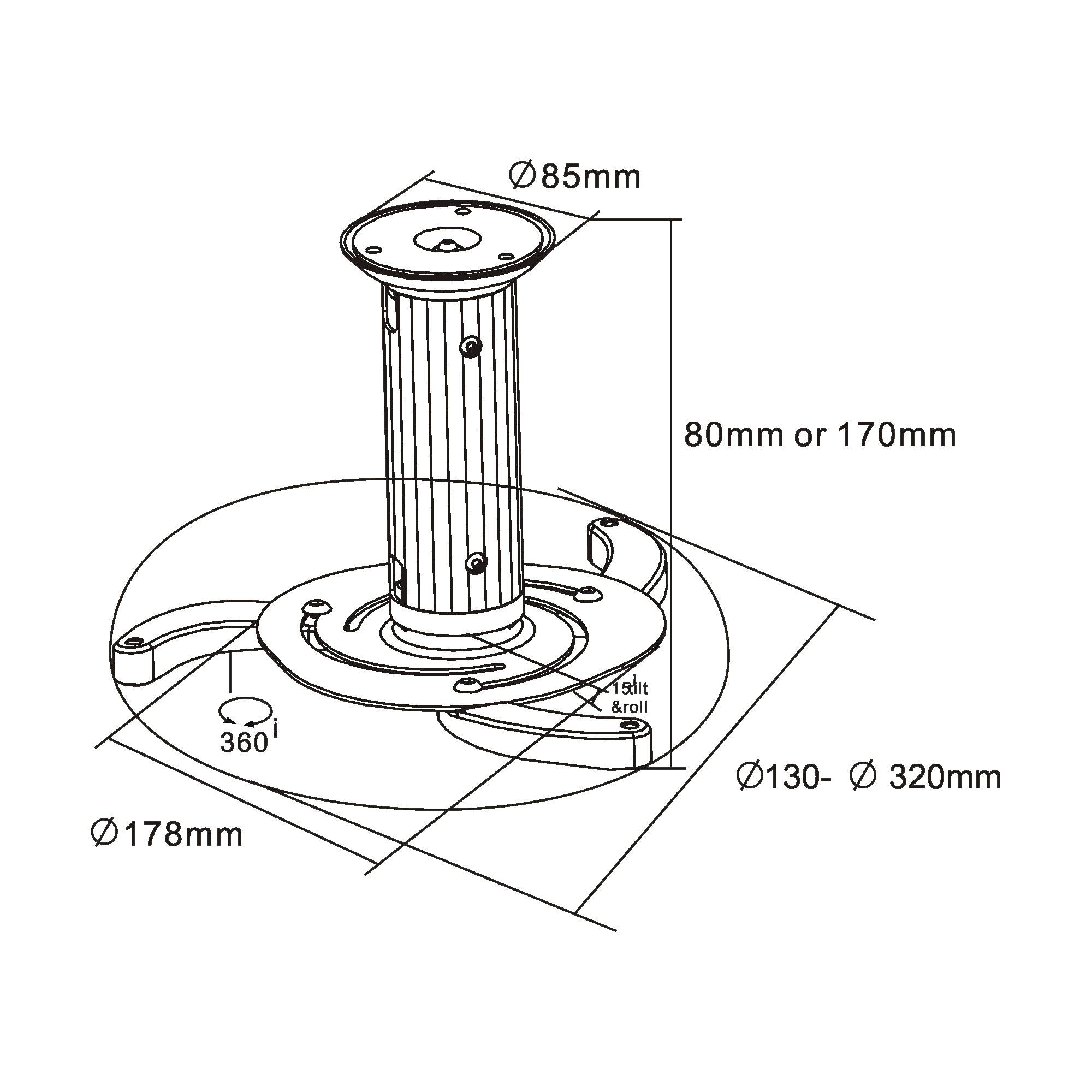InLine® Deckenhalterung für Beamer, Höhe 130/200mm, max. 10kg-1