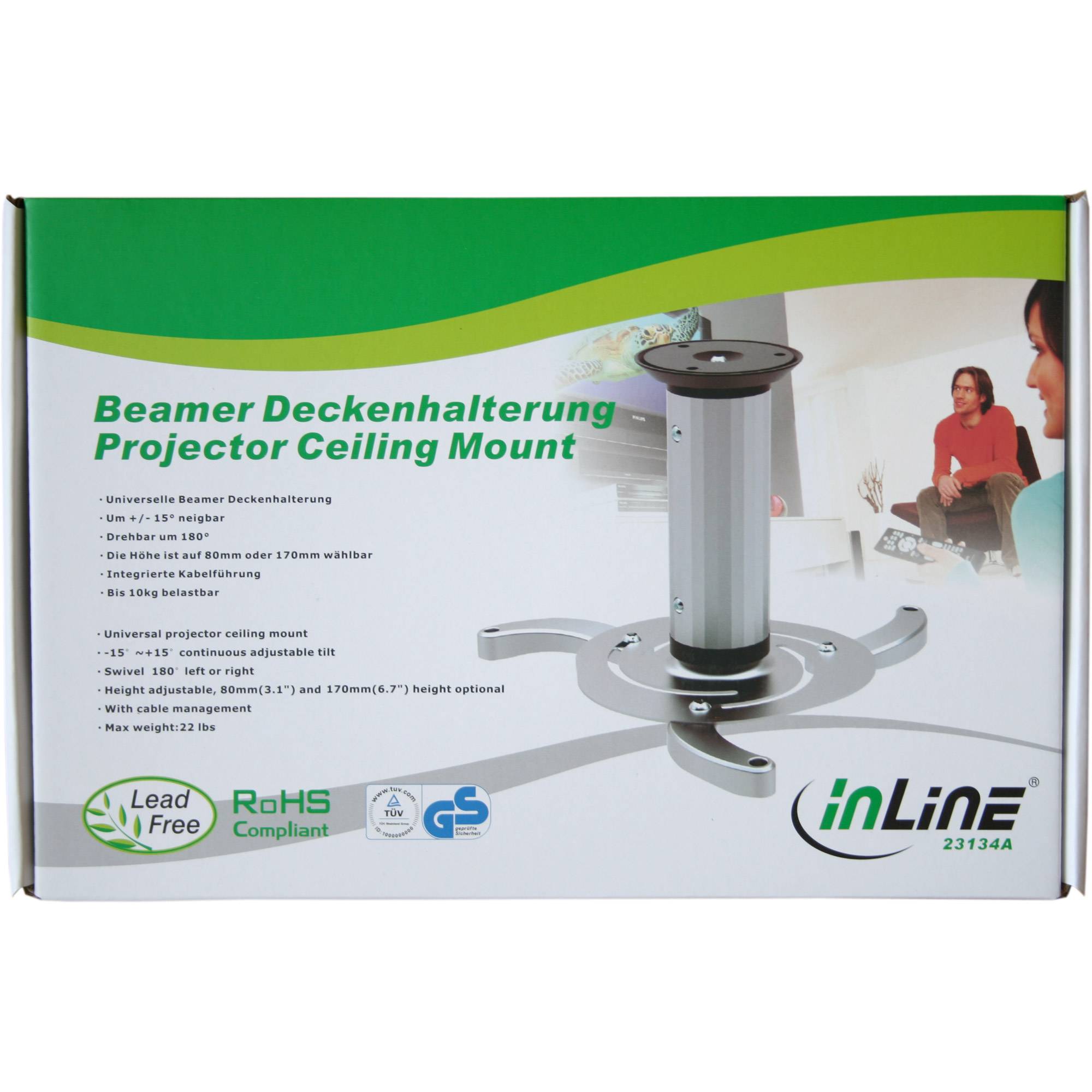 InLine® Deckenhalterung für Beamer, Höhe 130/200mm, max. 10kg-2
