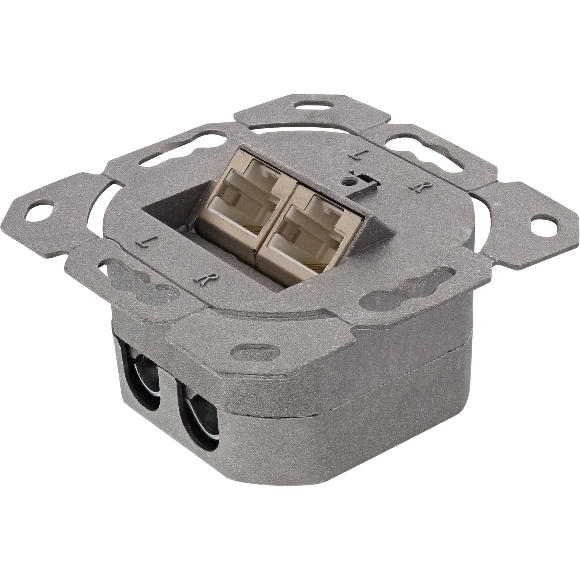 InLine® Cat.6 Anschlussdose, AP/UP 2x RJ45 Buchse, RAL9010, weiß, senkrecht-3