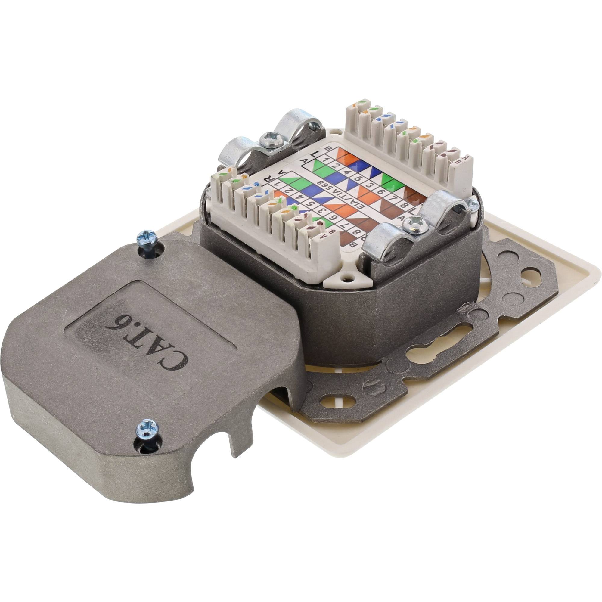 InLine® Cat.6 Anschlussdose, AP/UP 2x RJ45 Buchse, RAL9010, weiß, senkrecht-4