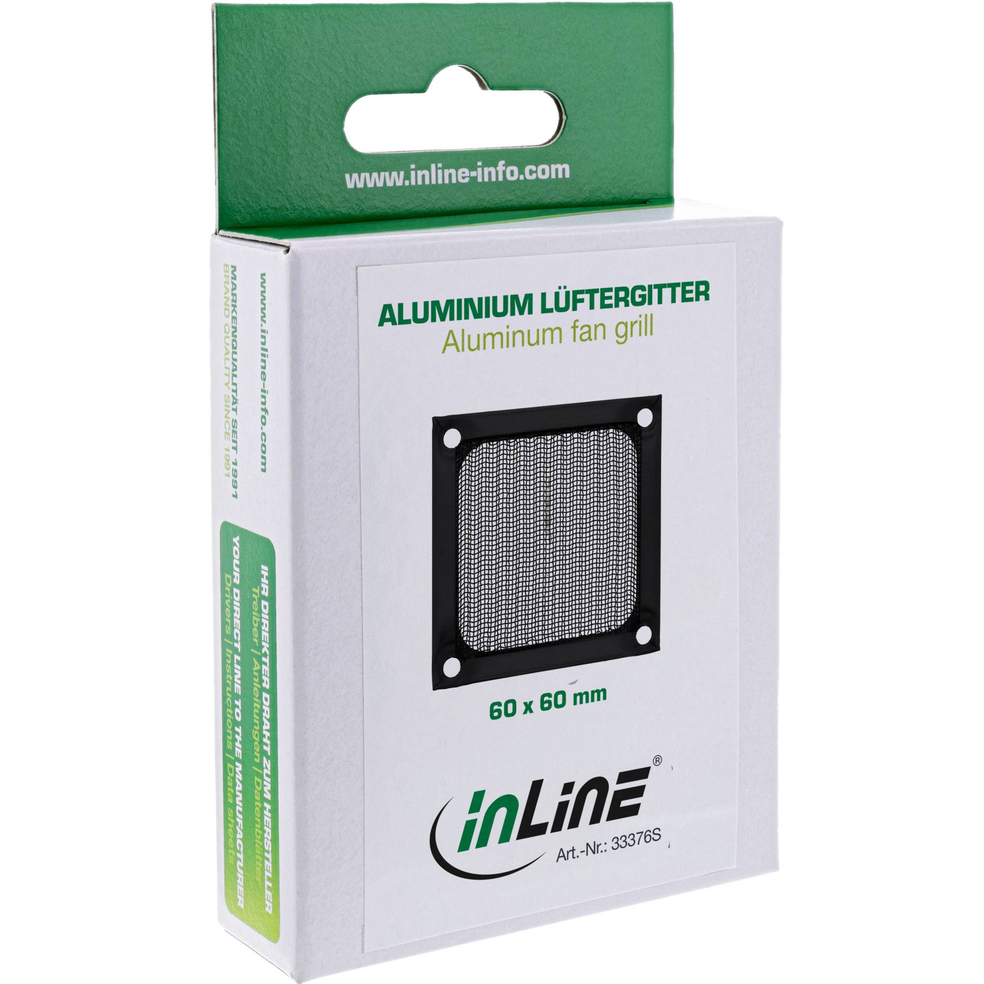 InLine® Lüftergitter, Aluminium Filter, 60x60mm, schwarz-2