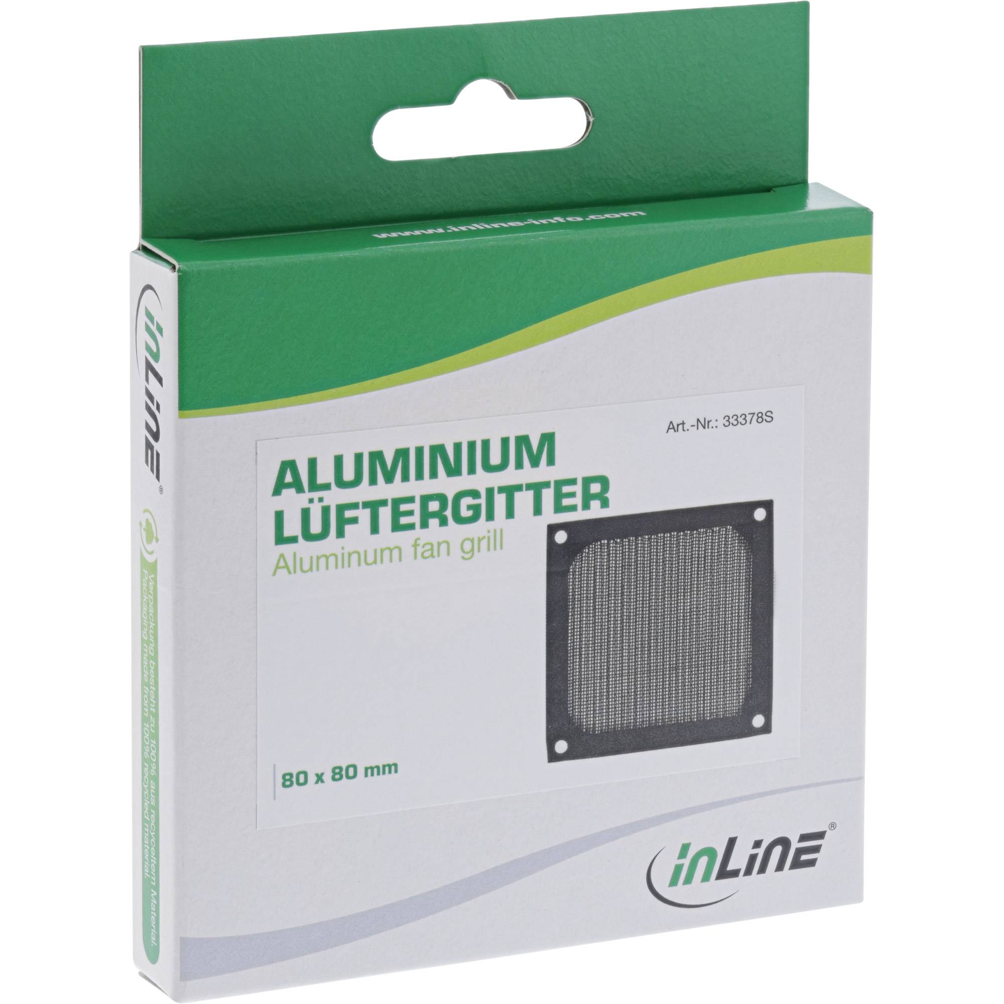 InLine® Lüftergitter, Aluminium Filter, 92x92mm, schwarz-2