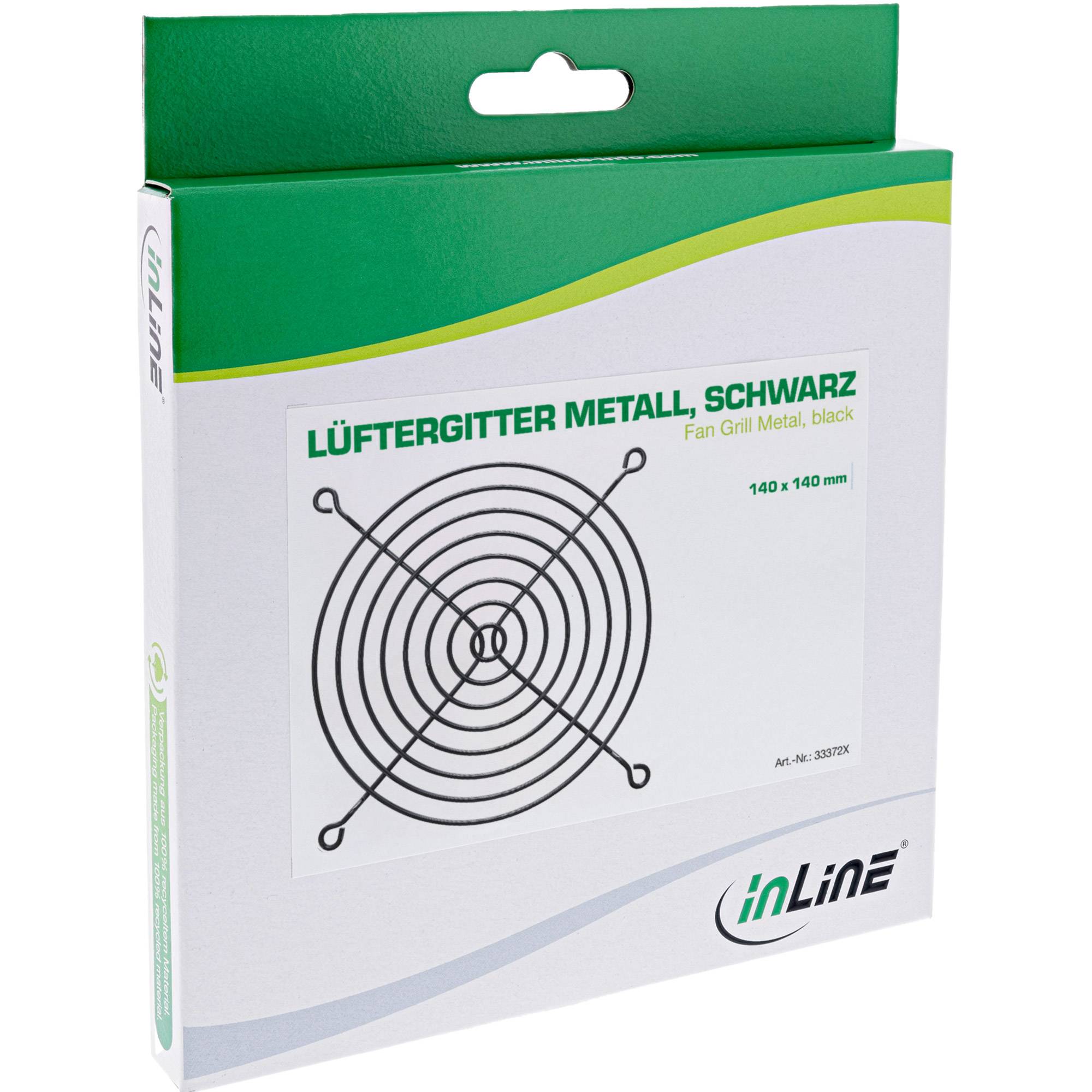 InLine® Lüftergitter Metall, schwarz, 140x140mm-2
