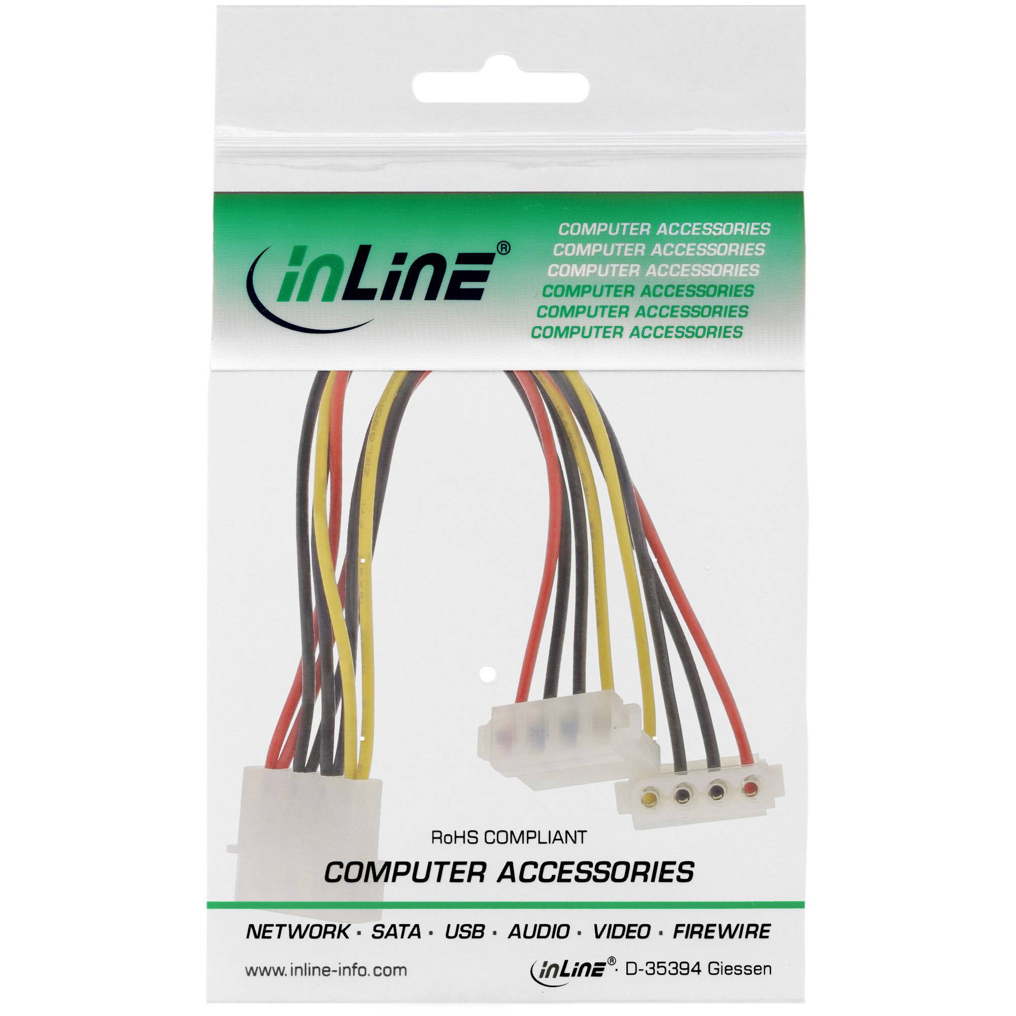 InLine® Strom Y-Kabel intern, 1x 5,25" an 2x 5,25" gewinkelt 0,15m-1