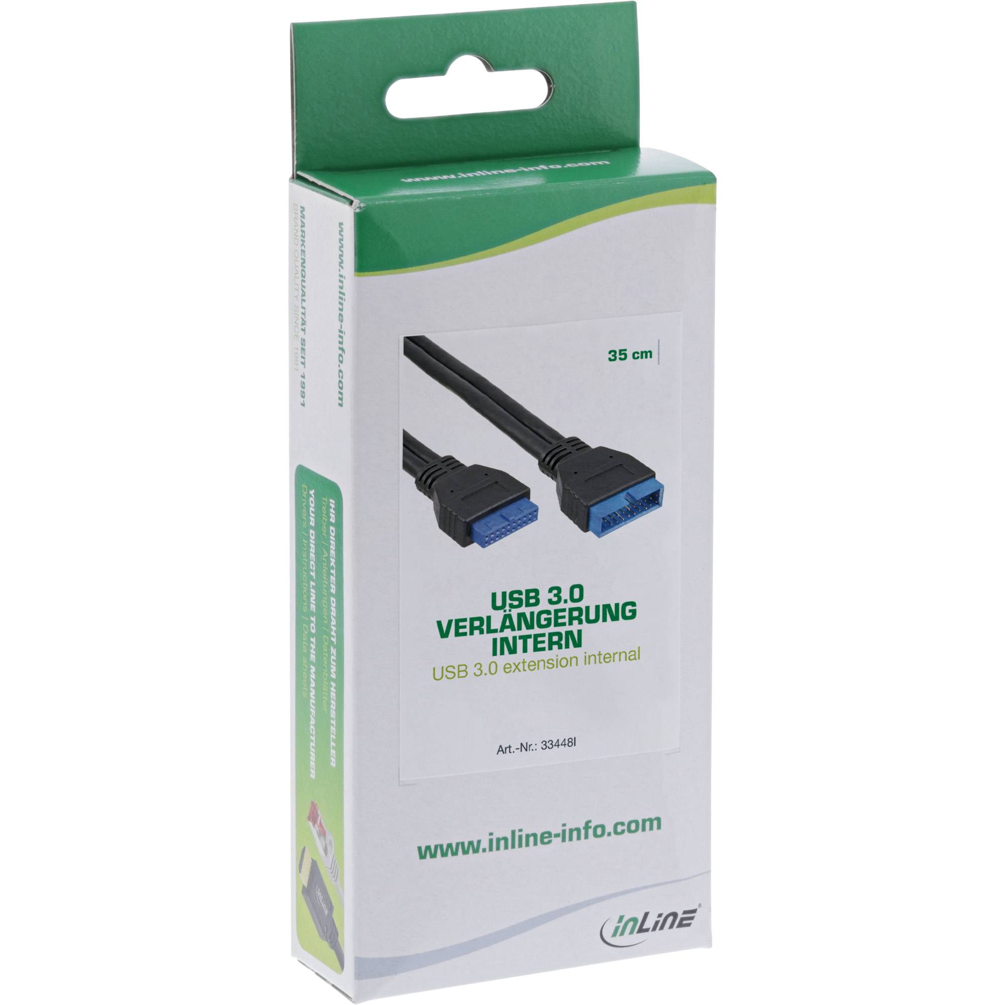 InLine® USB 3.0 Verlängerung intern, Pfostenanschluss Stecker auf Buchse, 0,35m-1