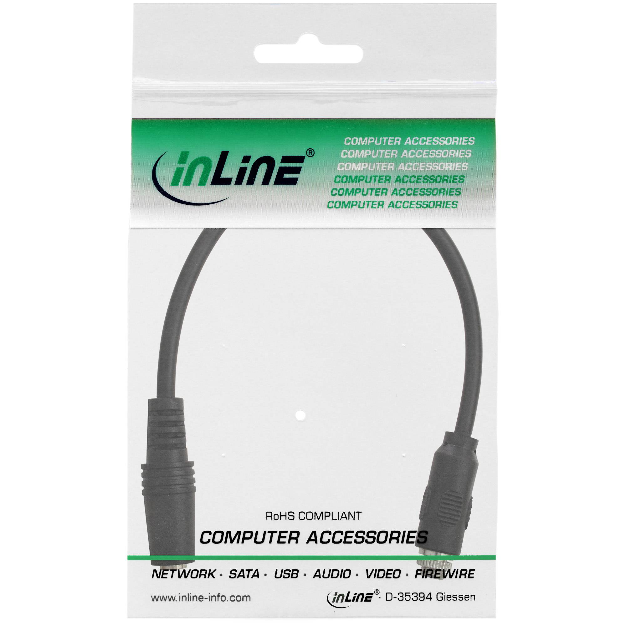 InLine® Audio Adapterkabel zum Einbau 1x mit Gewinde, 3,5mm Stereo BU/BU, 0,2m-1