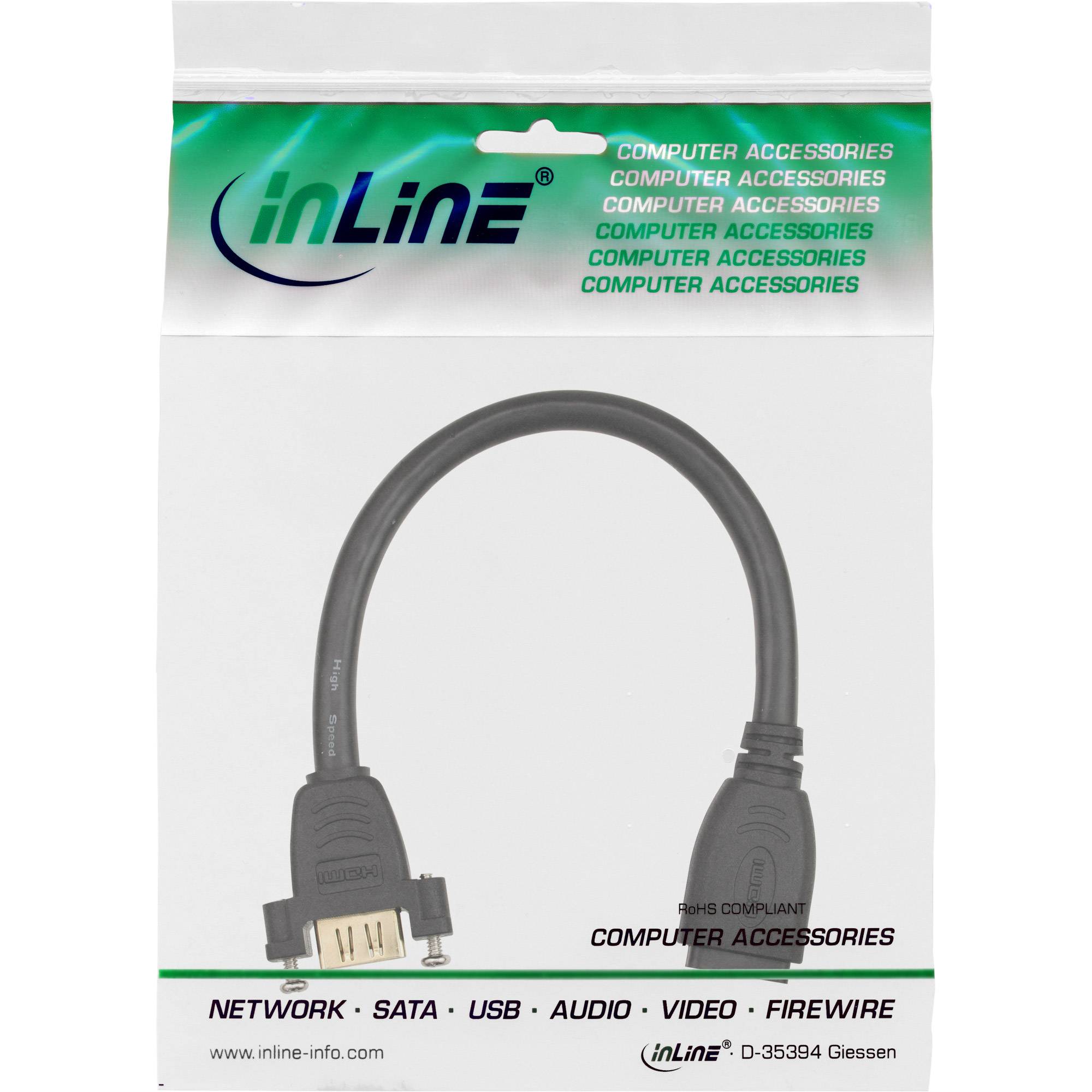 InLine® HDMI Adapterkabel zum Einbau, HDMI A Buchse/Buchse, vergoldete Kontakte-1