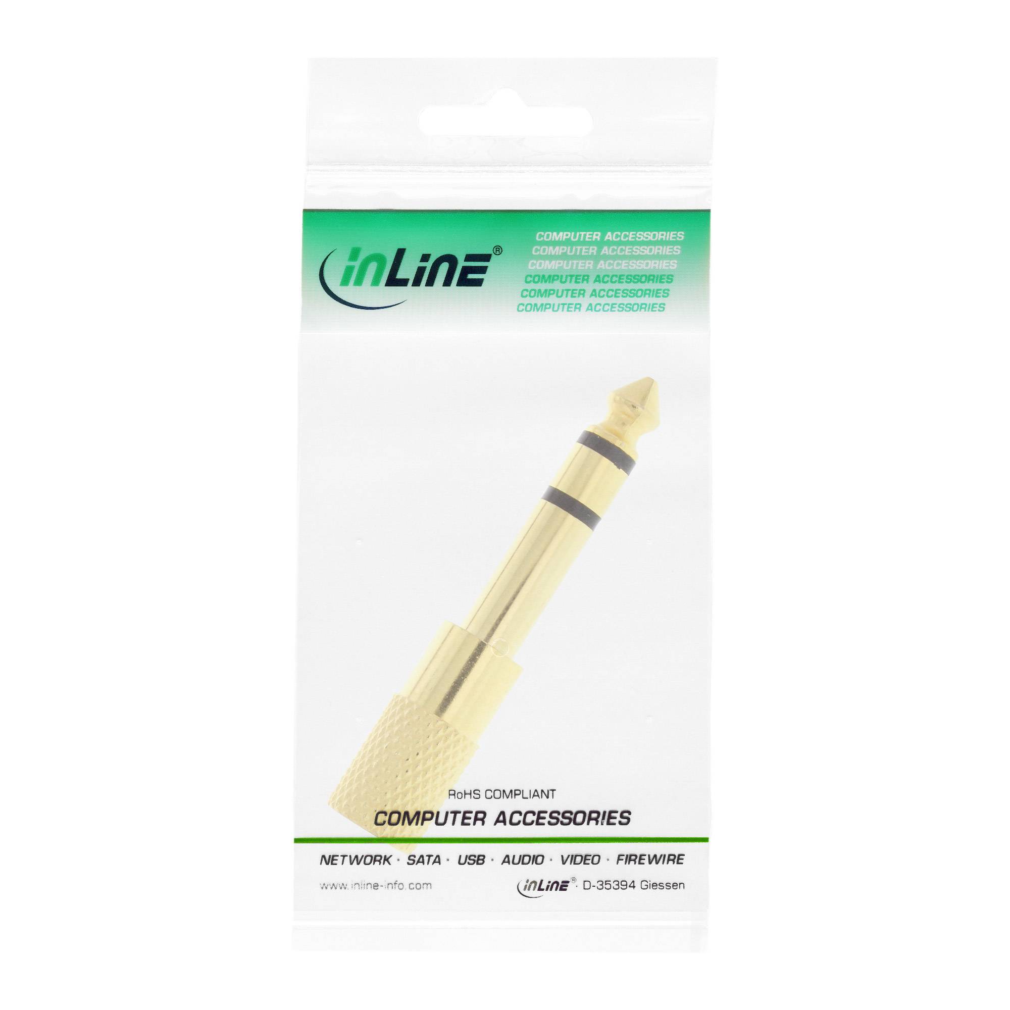 InLine® Audio Adapter, 6,3mm Klinke Stecker an 3,5mm Klinke Buchse, Stereo, gold-2
