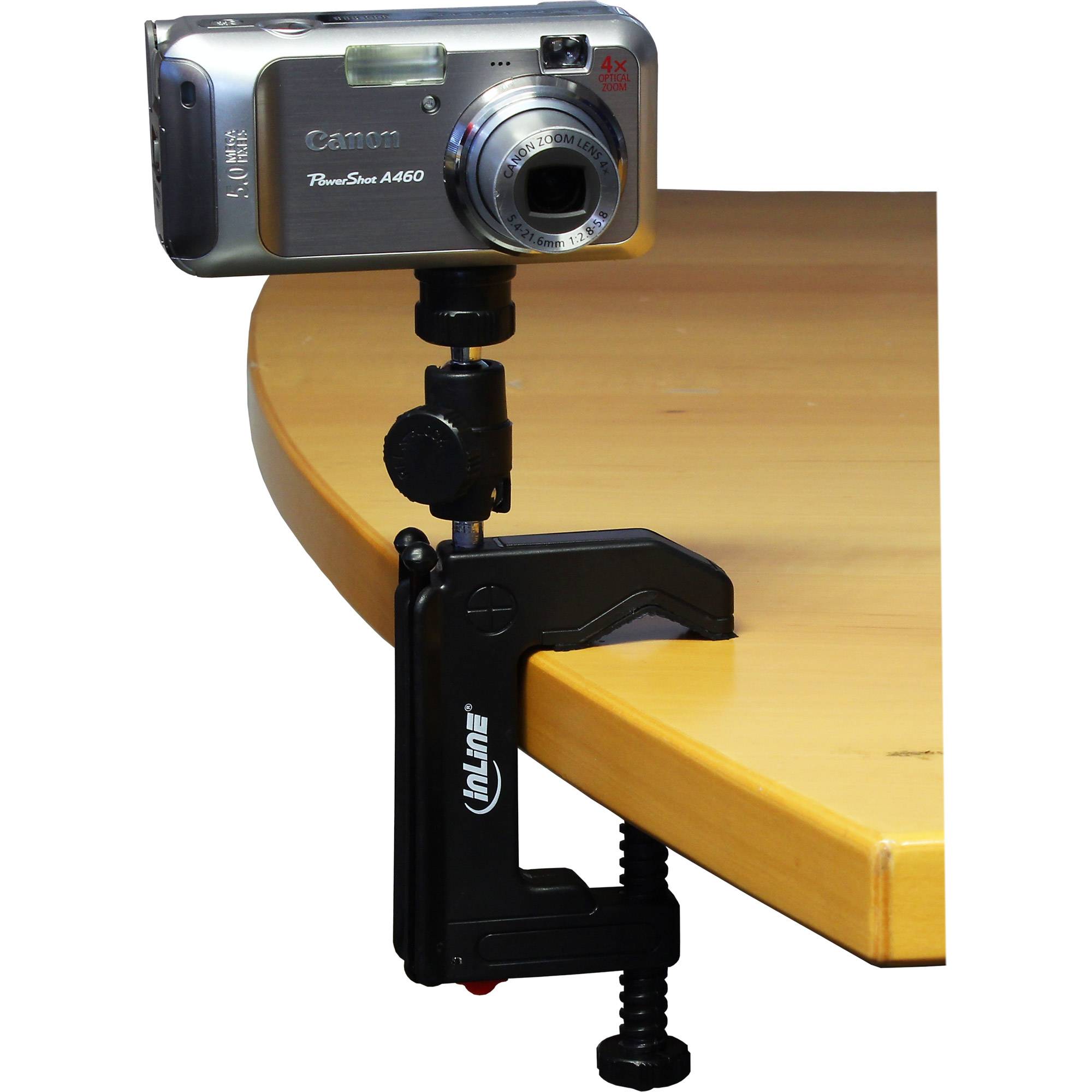 InLine® Tisch-Stativ 19cm mit Schraubzwinge, schwarz mit Kugelkopf-1