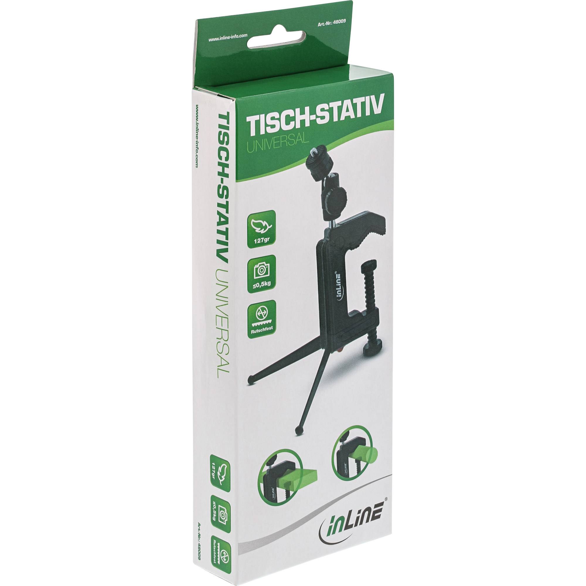 InLine® Tisch-Stativ 19cm mit Schraubzwinge, schwarz mit Kugelkopf-3