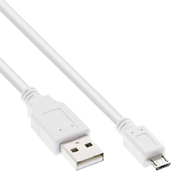 InLine® Micro-USB 2.0 Kabel, USB-A Stecker an Micro-B Stecker, weiß, 0,5m