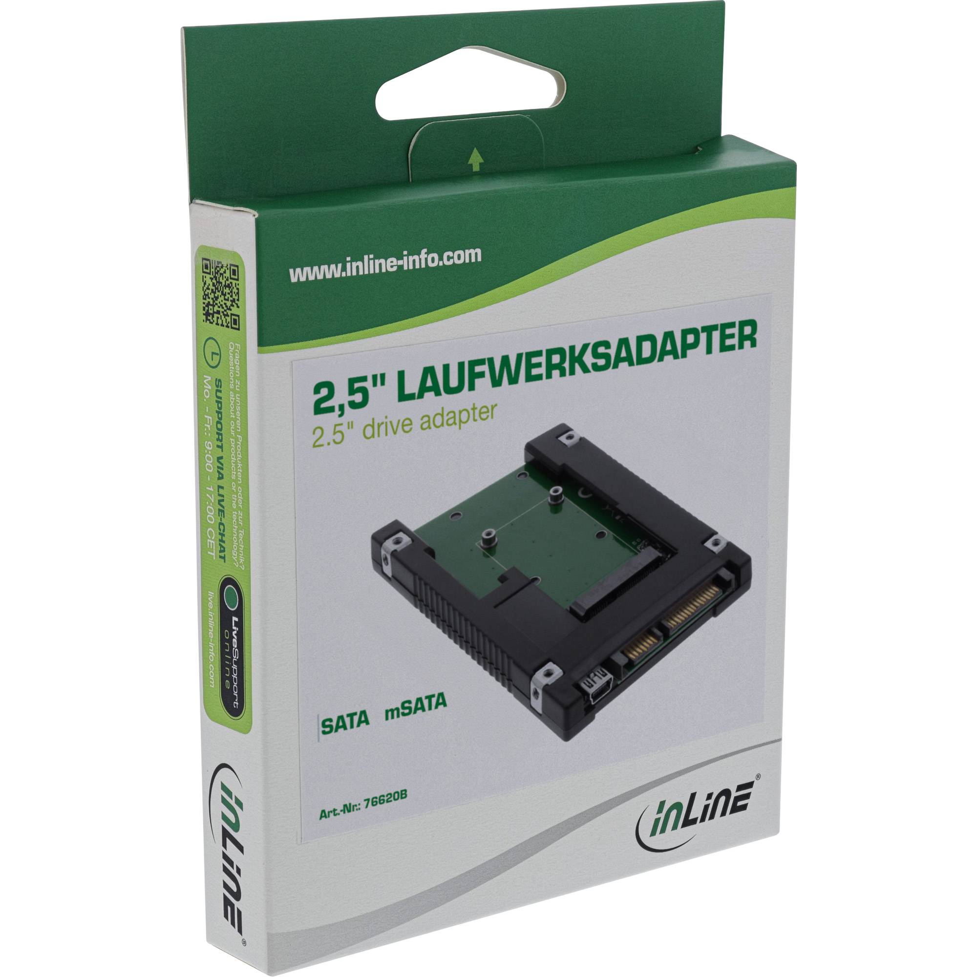InLine® Laufwerksadapter 2,5", SATA auf mSATA SSD-2