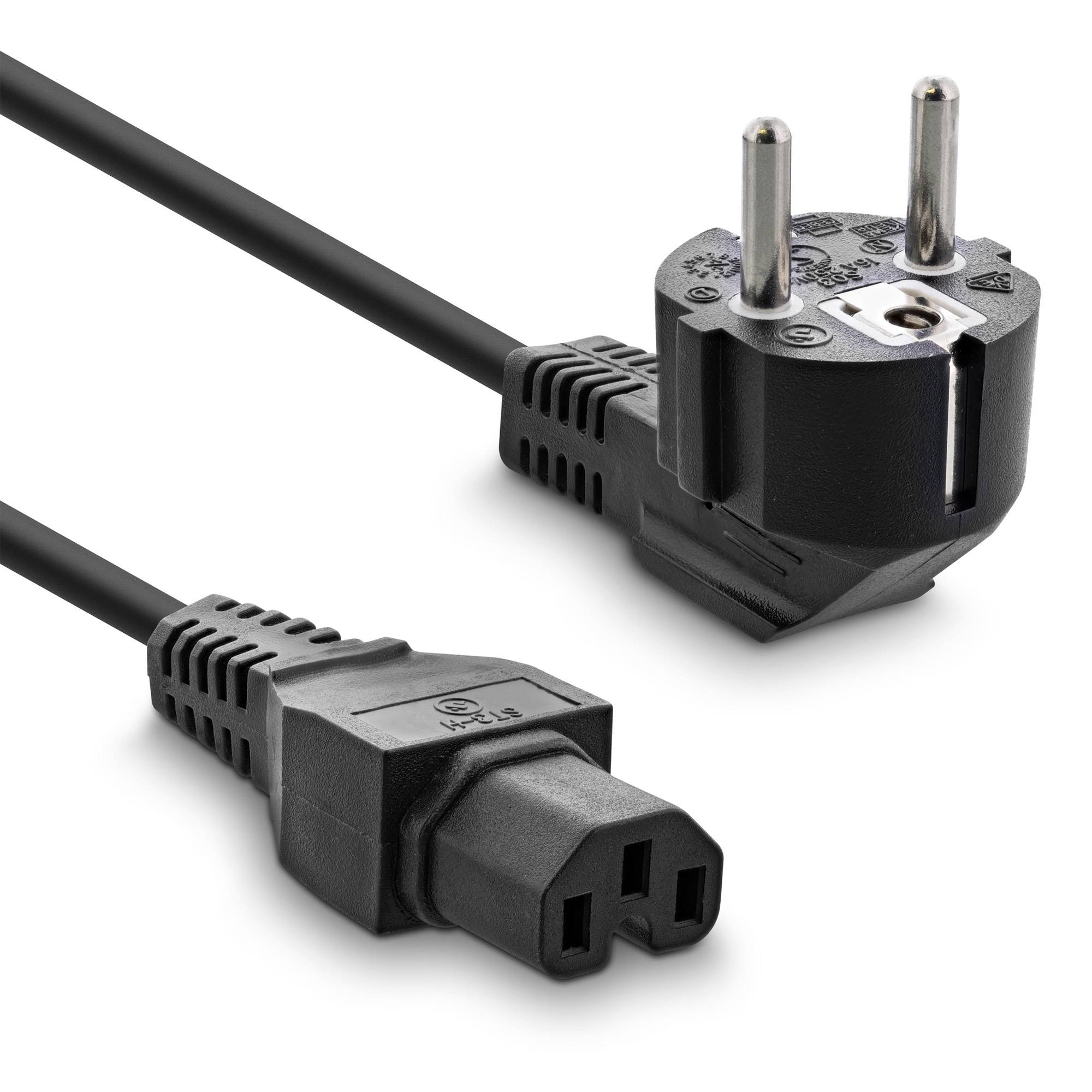 InLine® Netzkabel, Schutzkon. gew. auf Warmgerätest. C15 gerade, schwarz, 1,8m-1