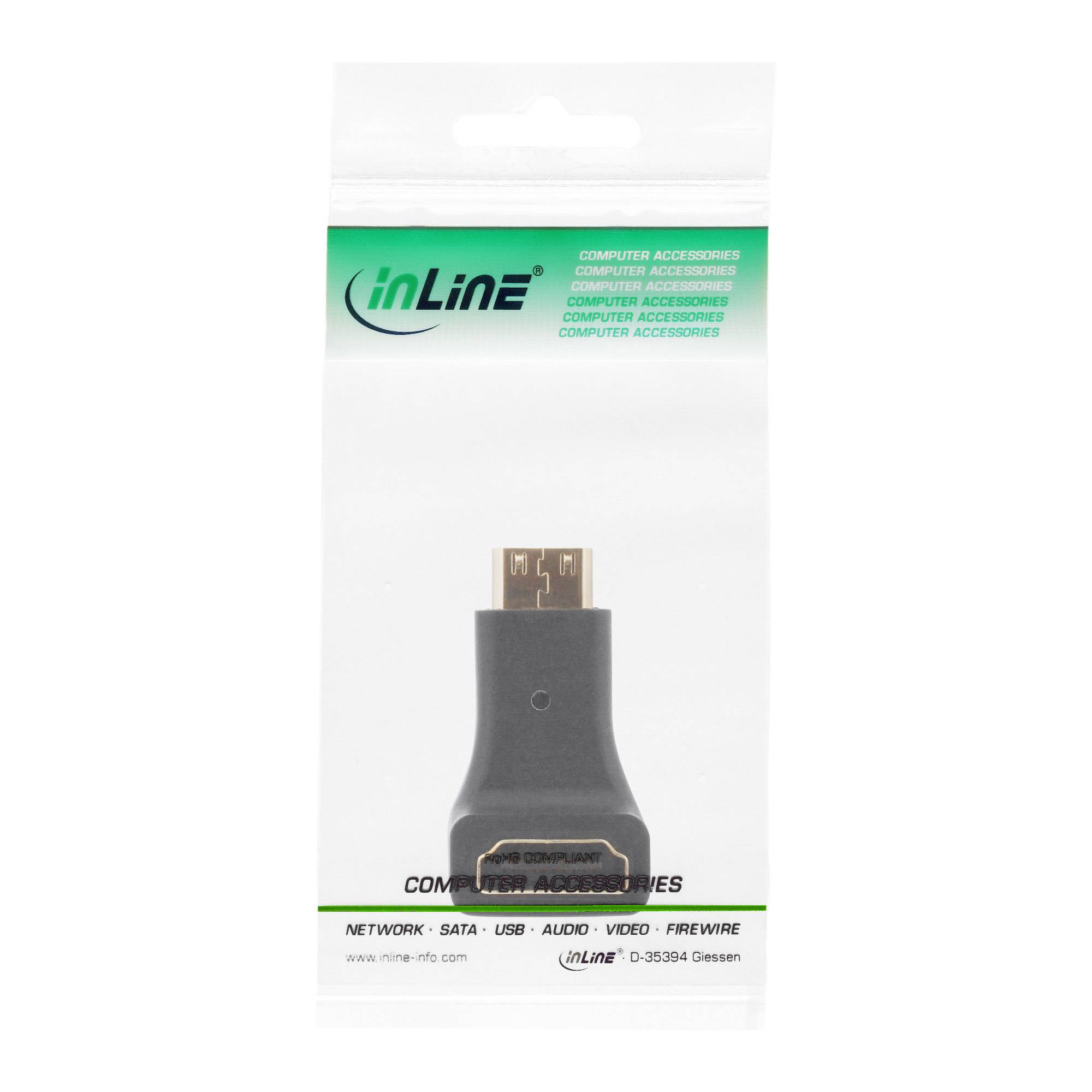 InLine® HDMI Adapter, HDMI A Buchse auf Mini HDMI C Stecker, gewinkelt, 4K2K-2