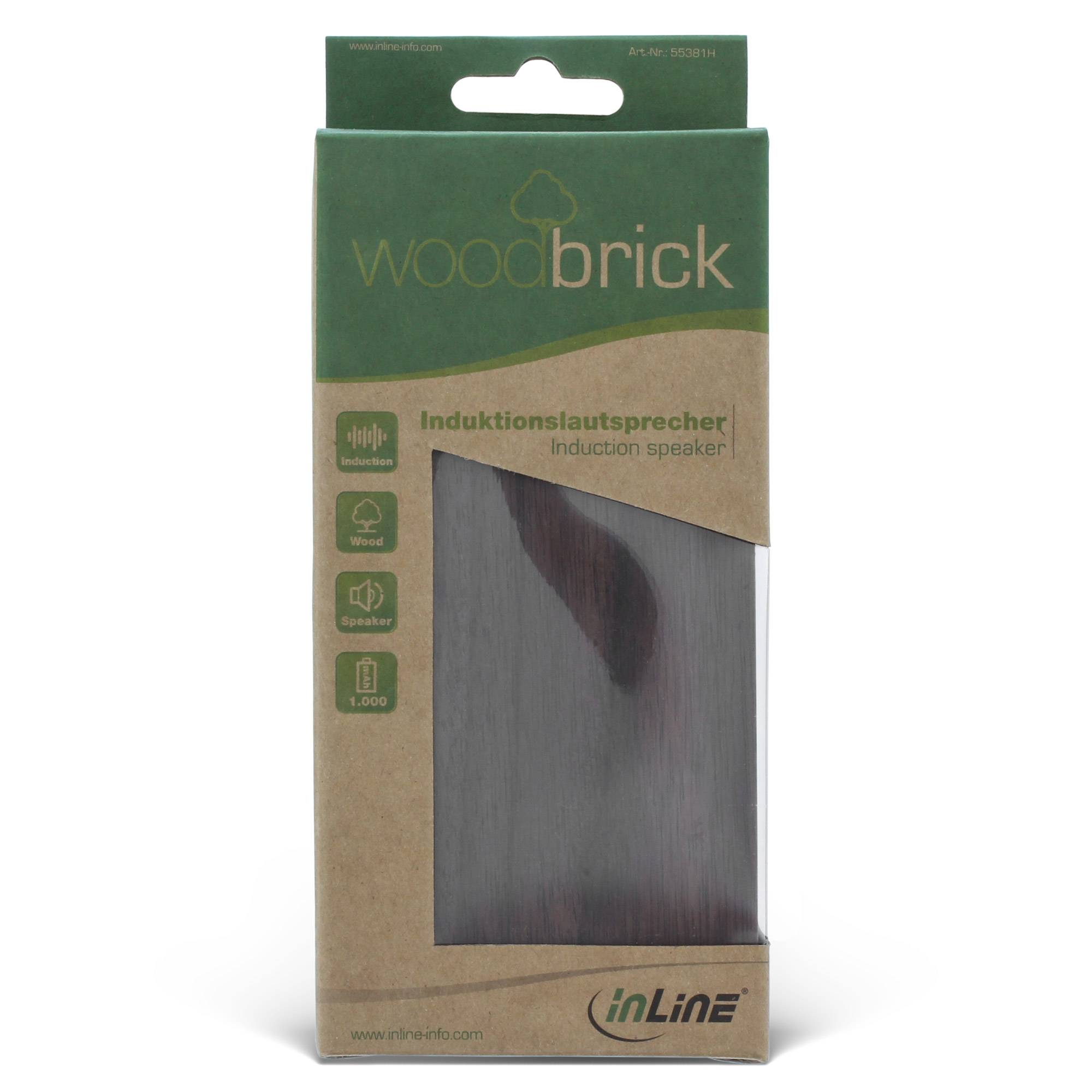 INLINE - woodbrick - Induktionslautsprecher im Echtholzgehäuse - Walnuss-1