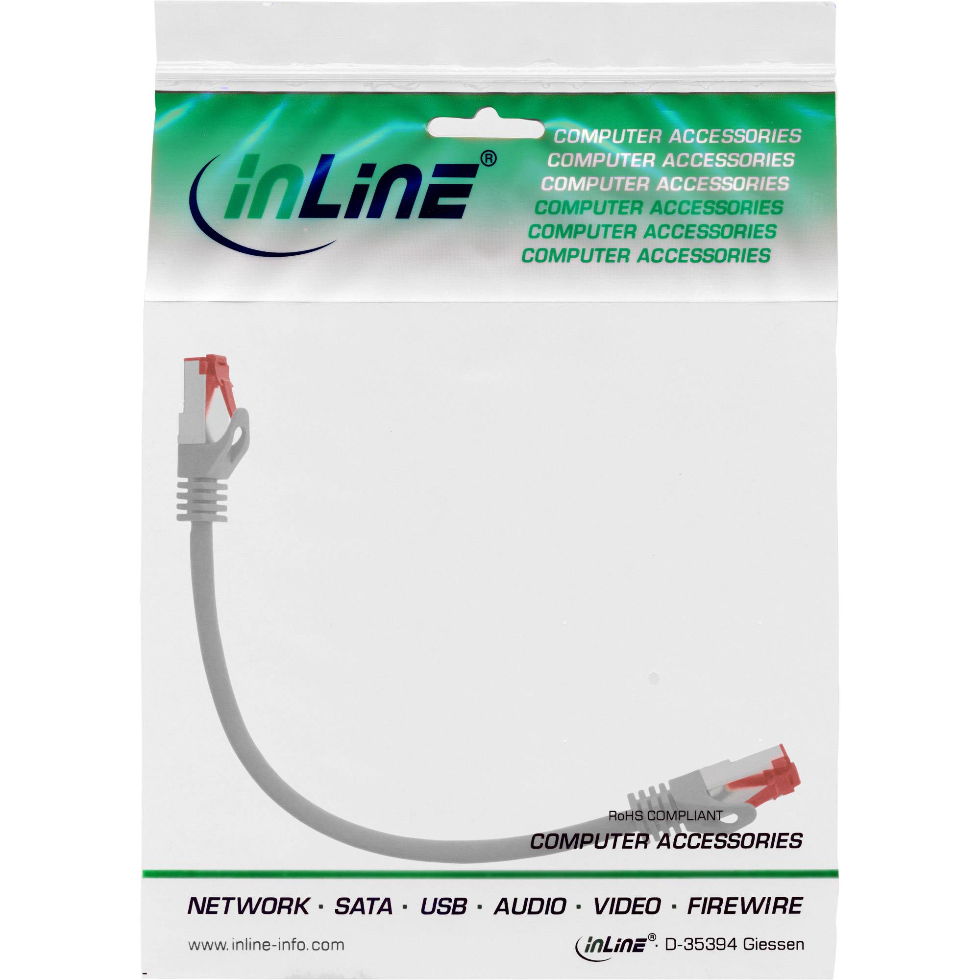 INLINE - Patchkabel - S/FTP (PiMf) - Cat.6 - 250MHz - PVC - CCA - grau - 0,3m-1