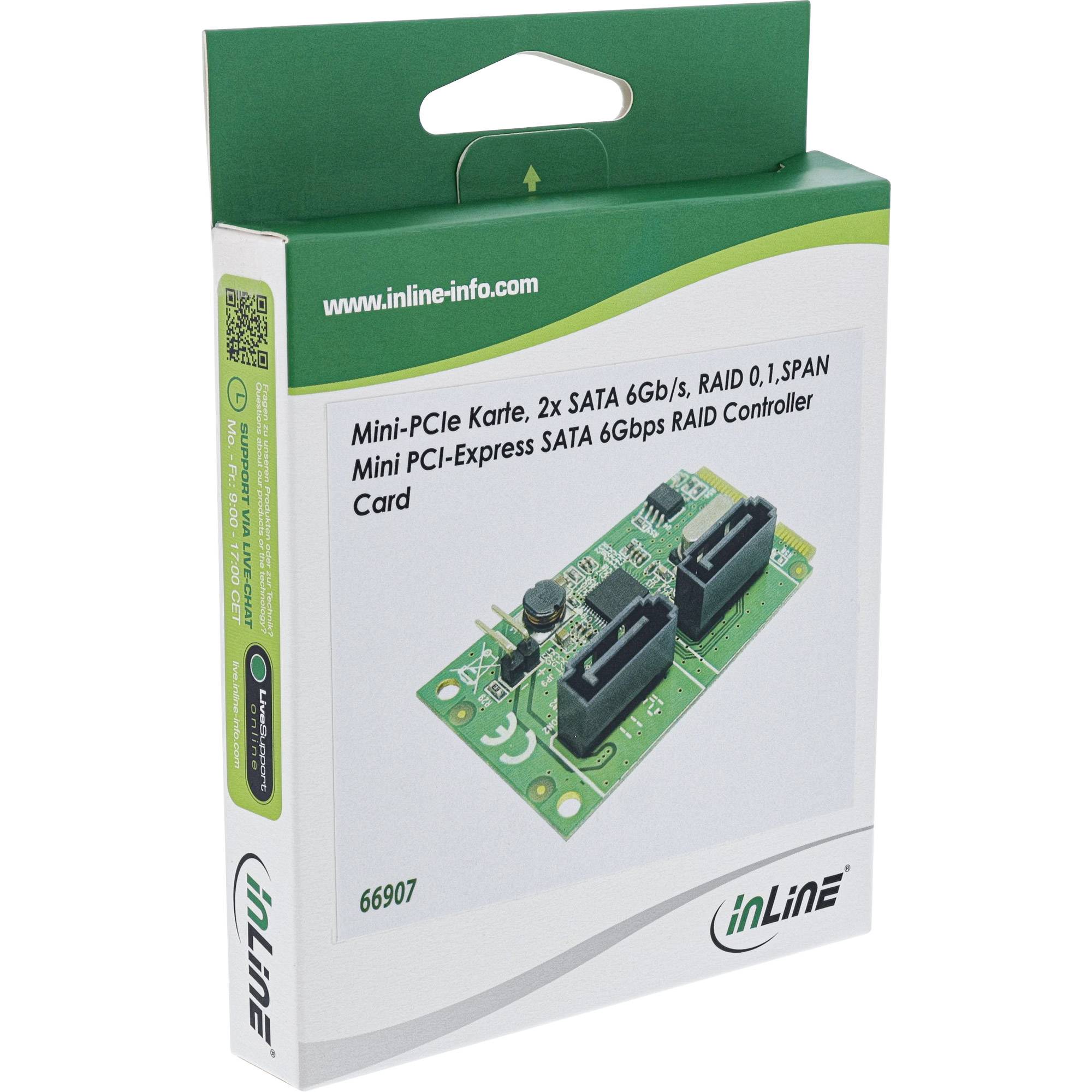 InLine® Mini-PCIe 2.0 Karte, 2x SATA 6Gb/s, RAID 0,1,SPAN-2