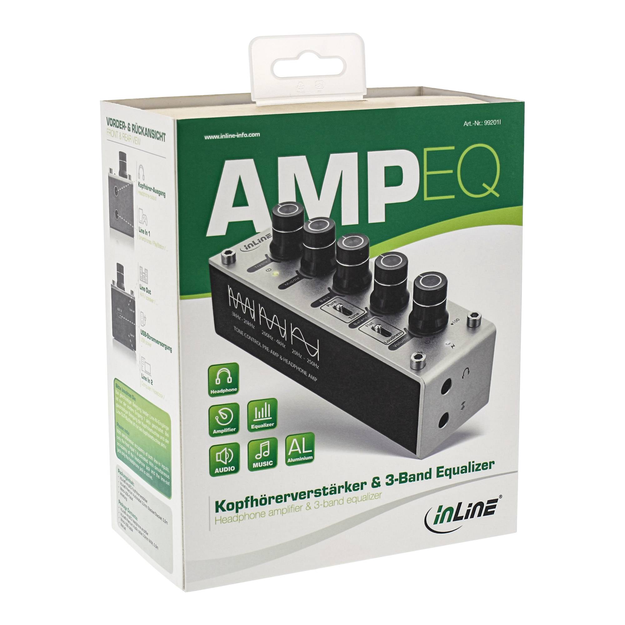 InLine® AmpEQ Hi-Res AUDIO Kopfhörer-Verstärker und Equalizer, 3,5mm Klinke USB-1