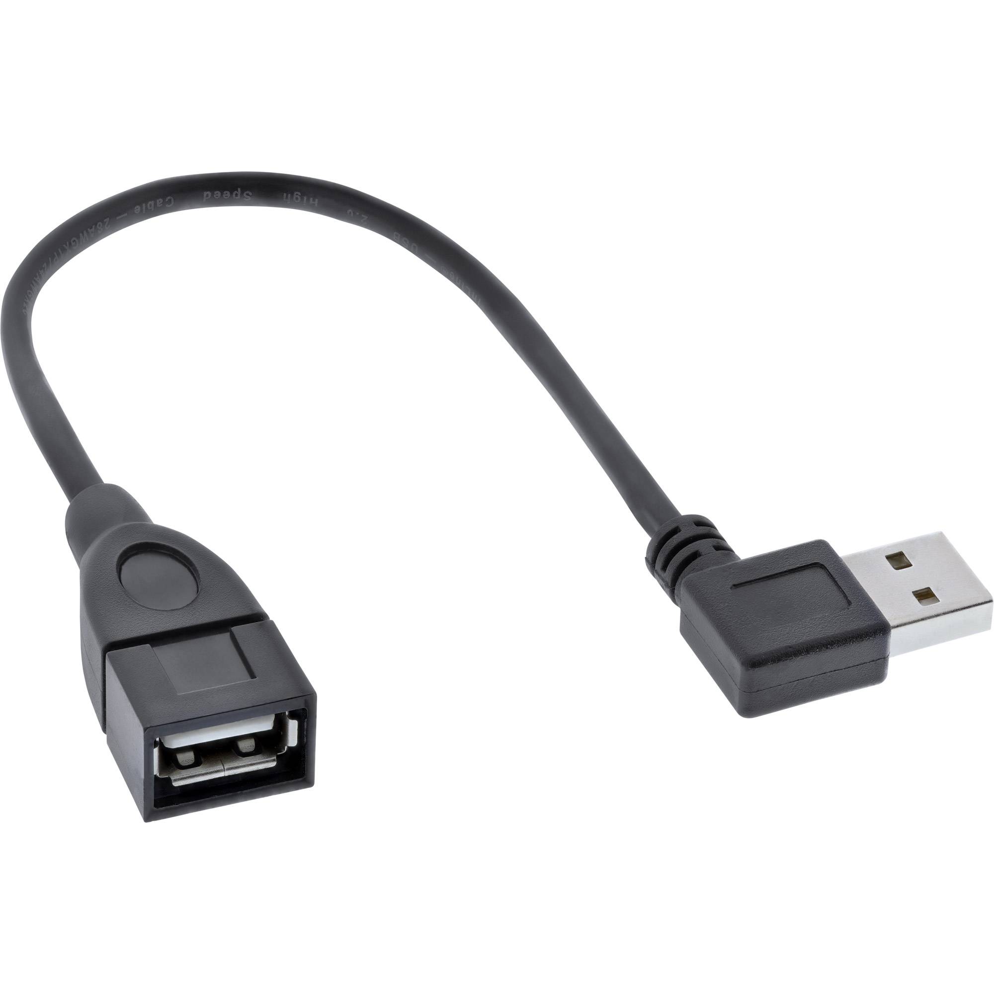 InLine® Smart USB 2.0 Verlängerung gewinkelt, ST / BU, Typ A, schwarz, 0,2m-2