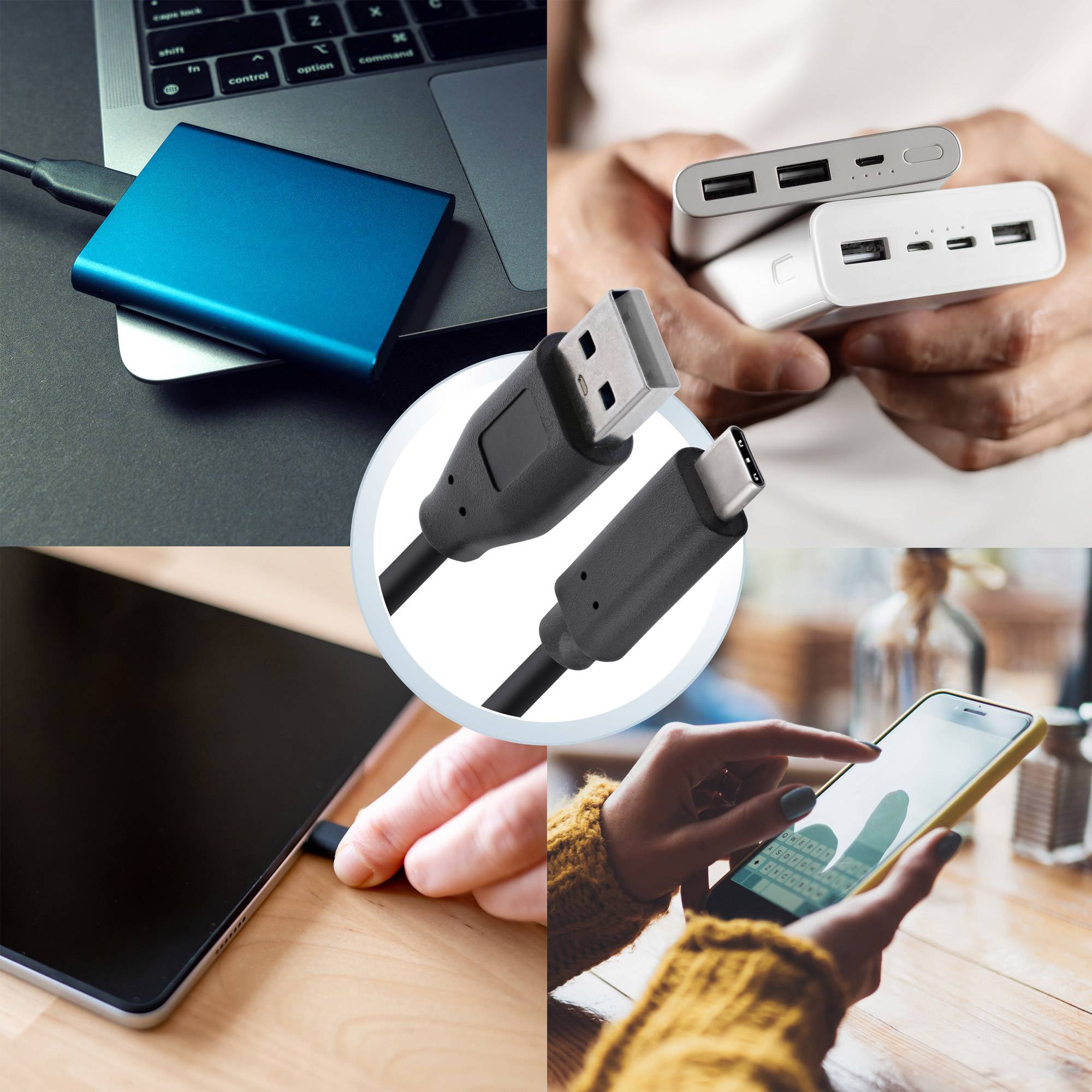 InLine® USB 2.0 Kabel, USB-C Stecker an A Stecker, schwarz, 5m-1