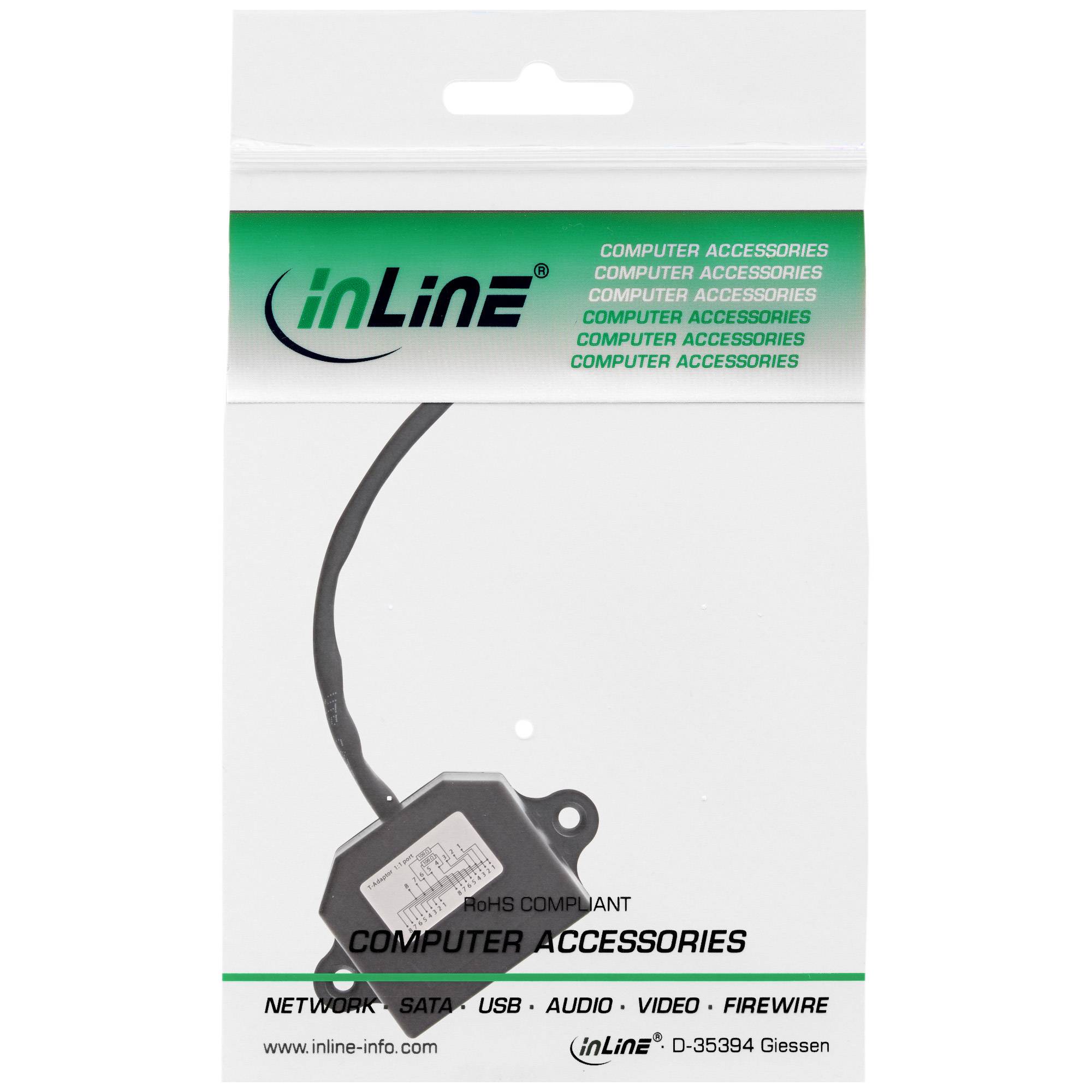 InLine® ISDN Verteiler, 2x RJ45 BU, 15cm Kabel, mit Endwiderständen, montierbar-2