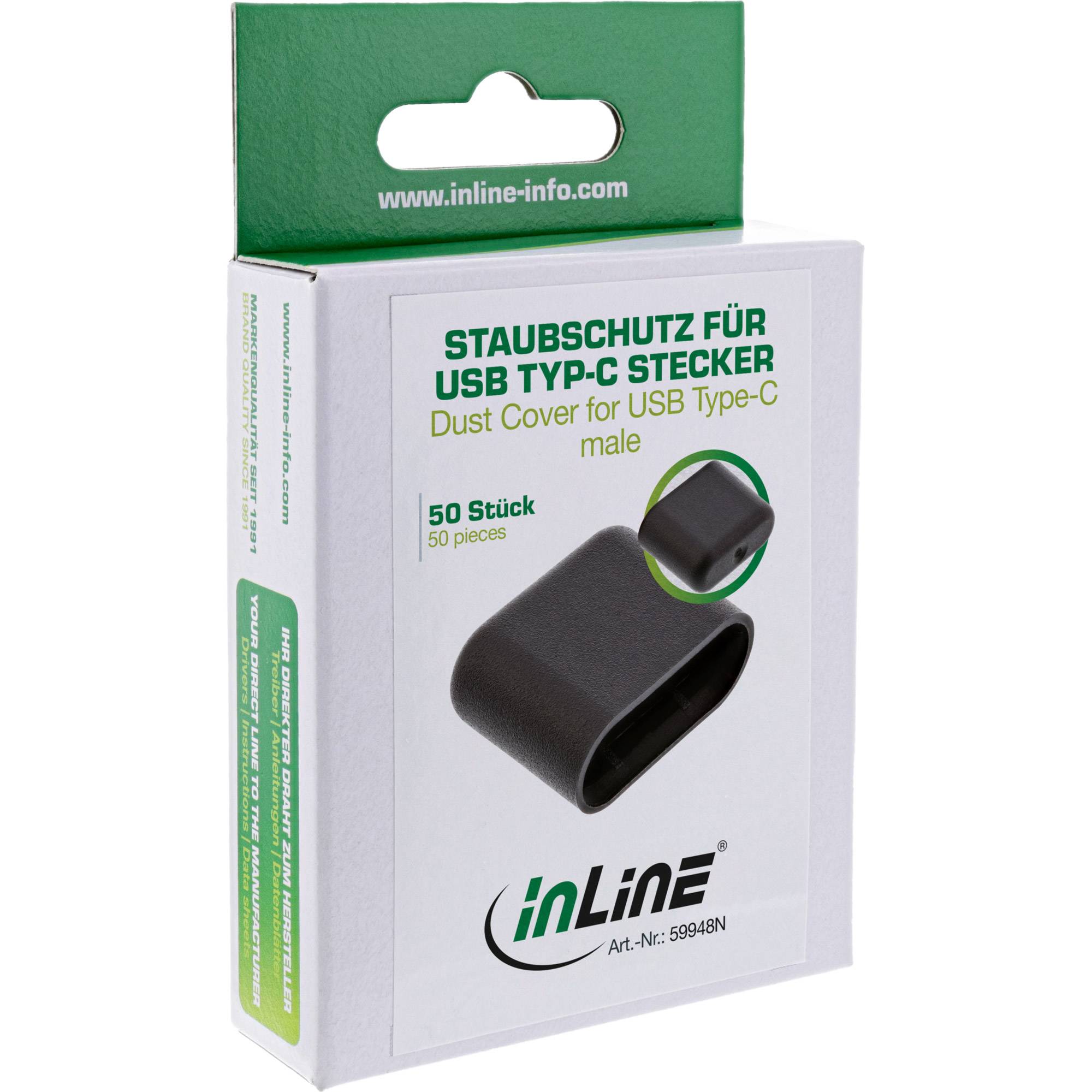 InLine® Staubschutz, für USB-C Stecker, schwarz, 50er Pack-2