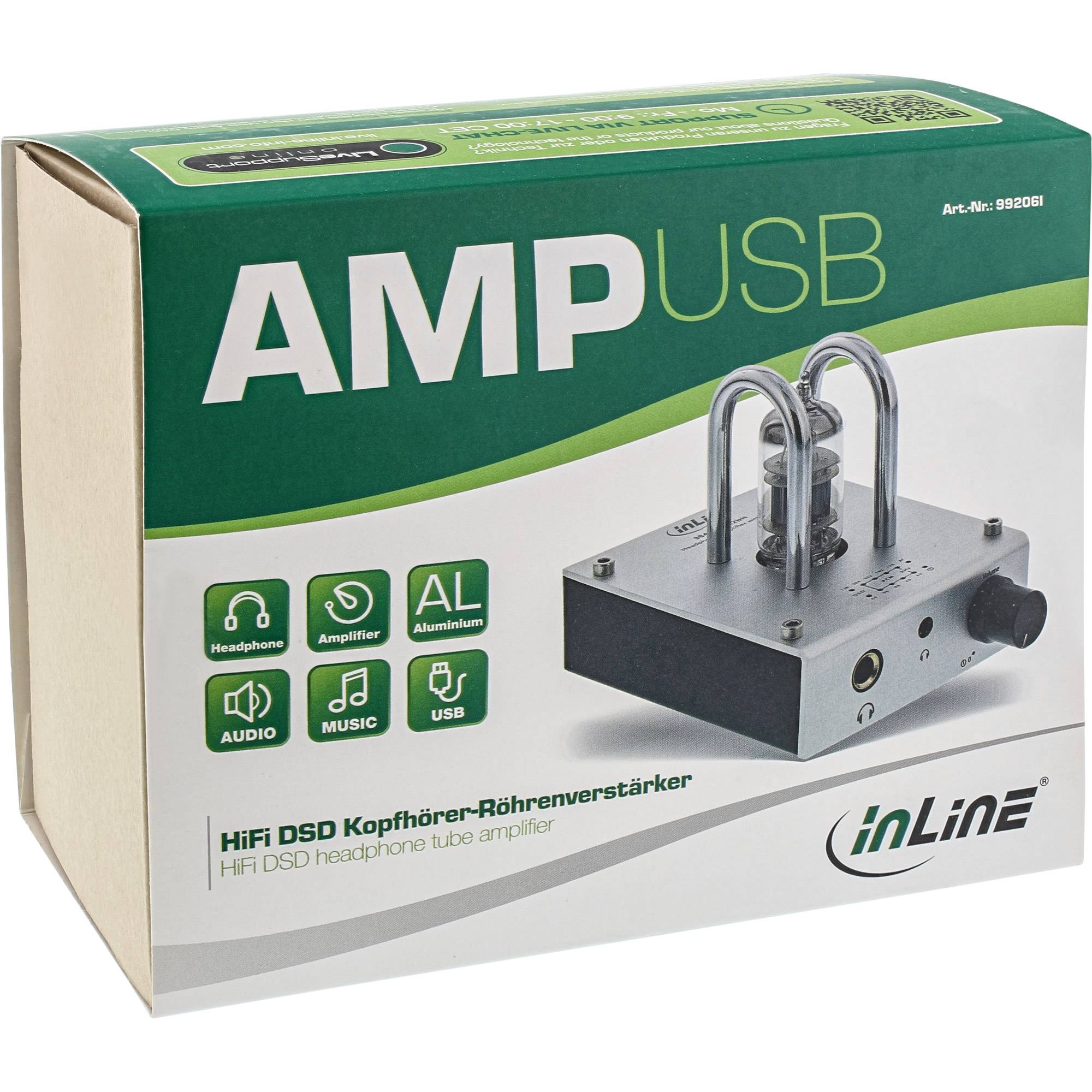InLine® AmpUSB, Hi-Res AUDIO HiFi DSD Kopfhörer-Röhrenverstärker, 384kHz/32-Bit-4