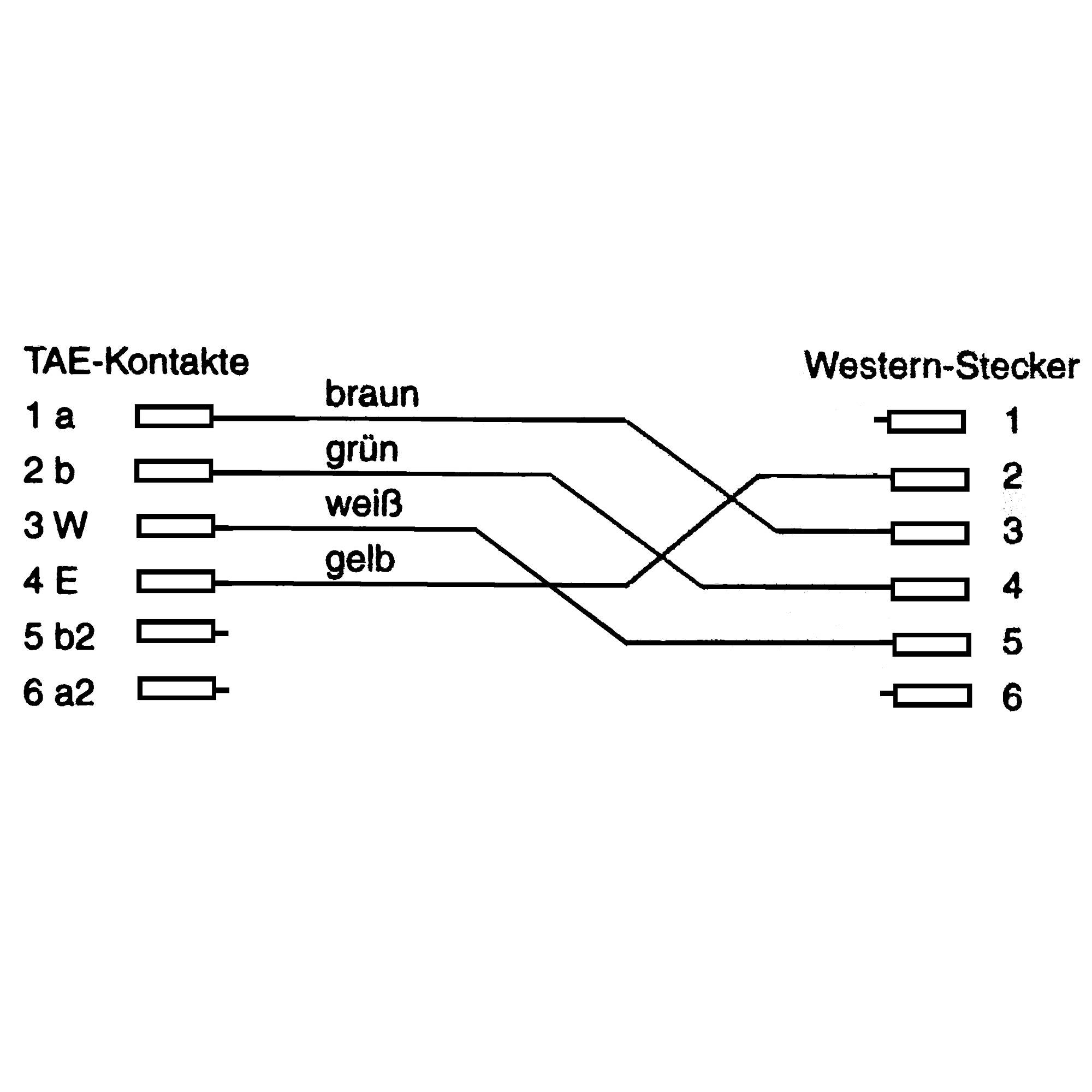 InLine® TAE-F Kabel, 6polig/4adrig, für Import, TAE-F Stecker / RJ11 Stecker, 3m-1