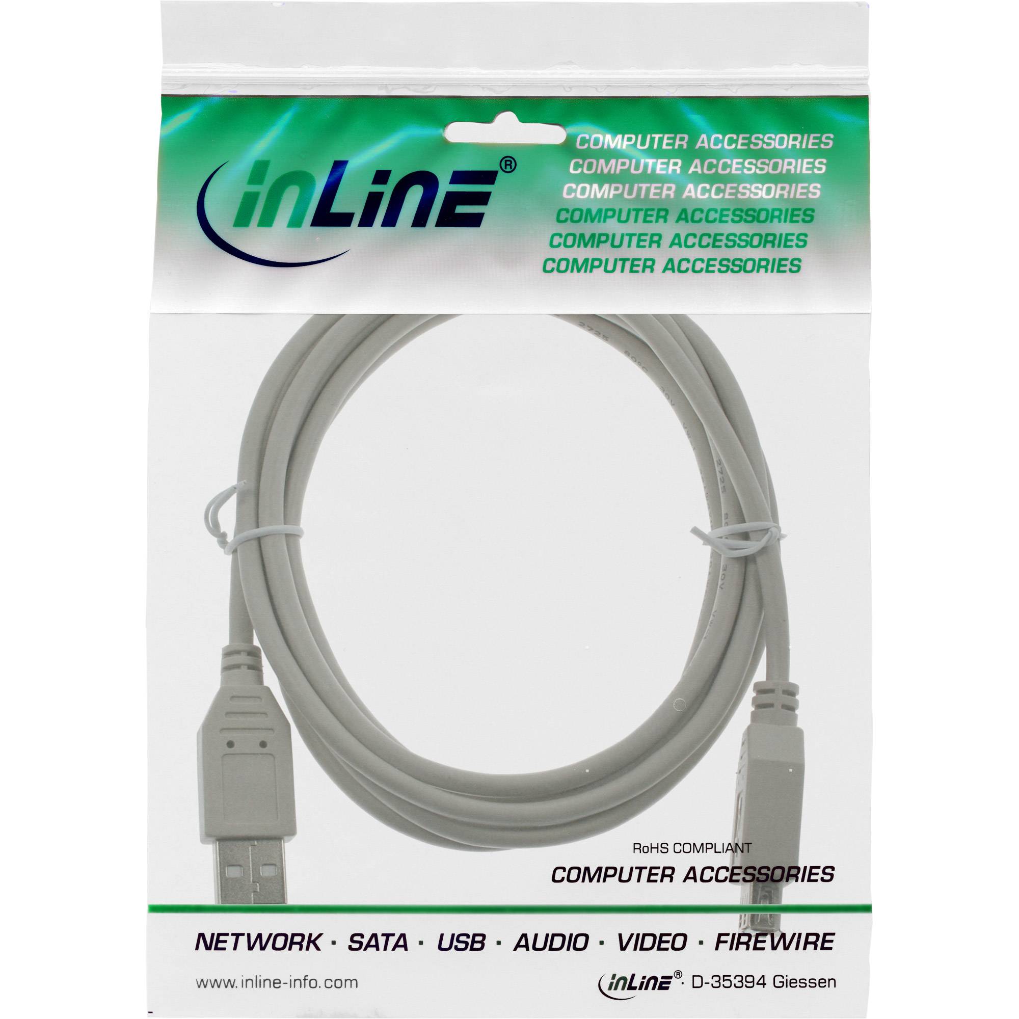 InLine® USB 2.0 Verlängerung, Stecker / Buchse, Typ A, beige, 5m-1