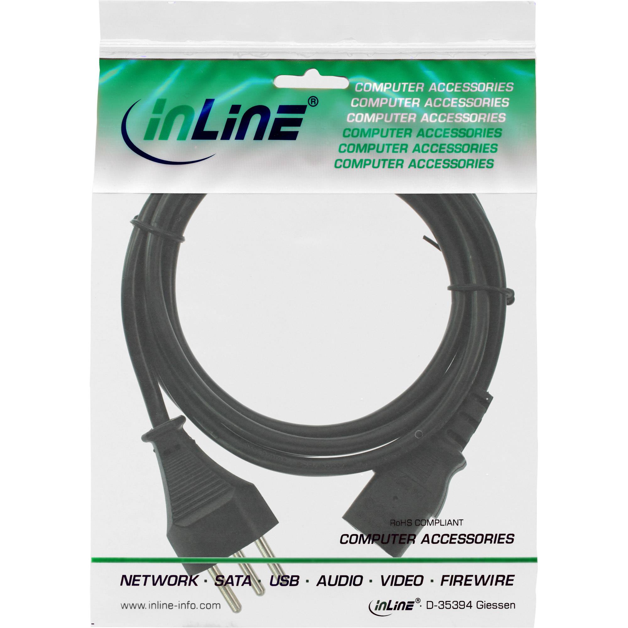 InLine® Netzkabel, Netzstecker Schweiz SEV 1011 auf IEC-C13, schwarz, 1,8 m-1