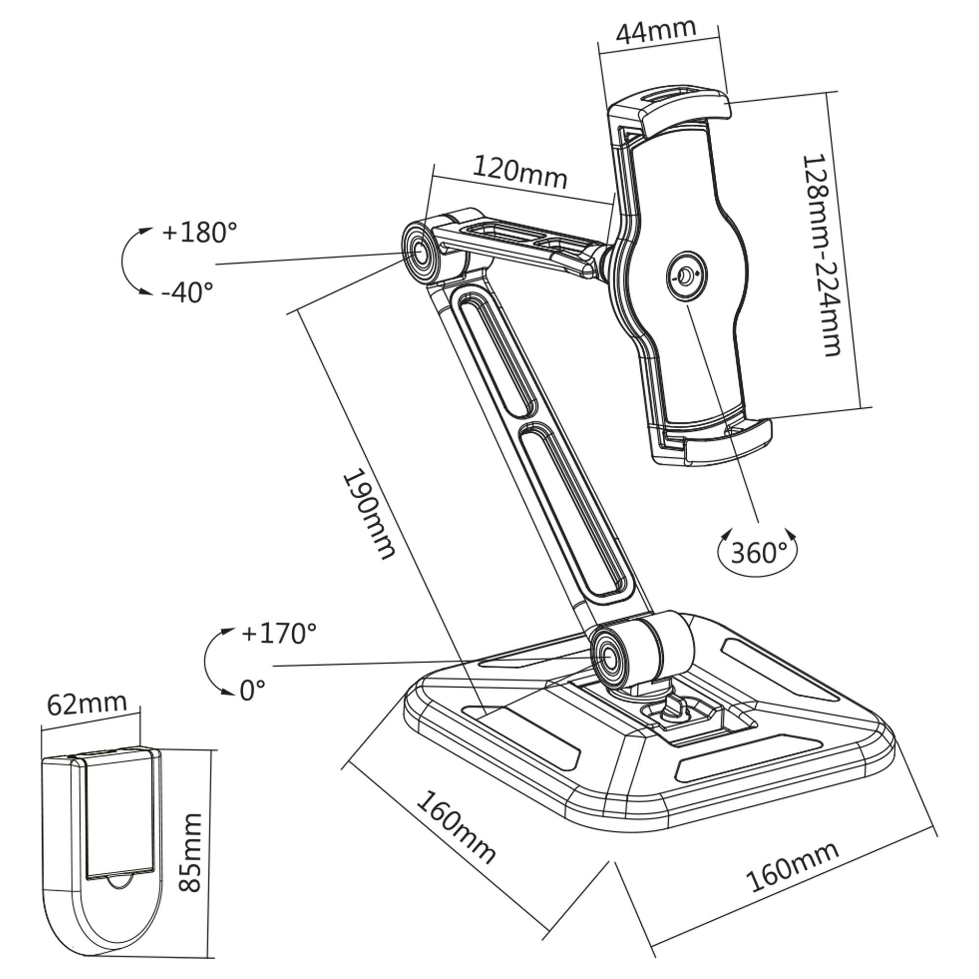 InLine® Tablet Halterung für Wand- oder Tischmontage, universal für 4,7"-12,9"-1