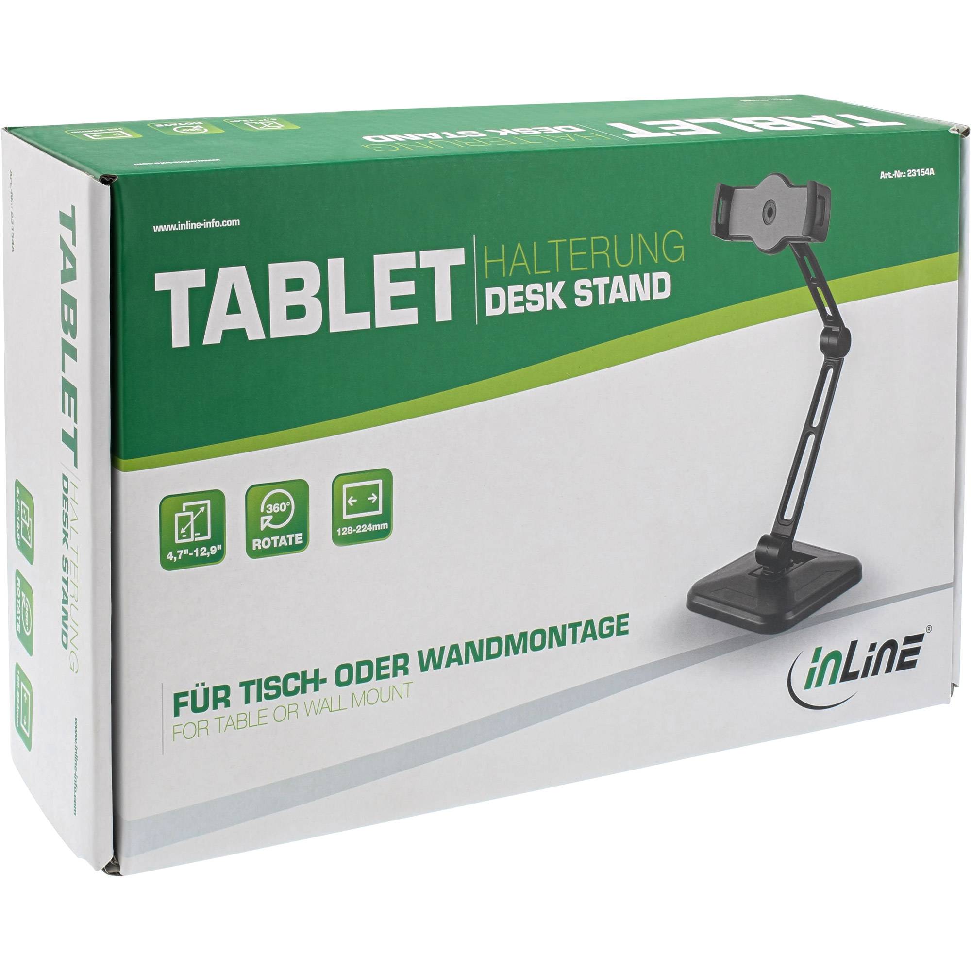 InLine® Tablet Halterung für Wand- oder Tischmontage, universal für 4,7"-12,9"-2