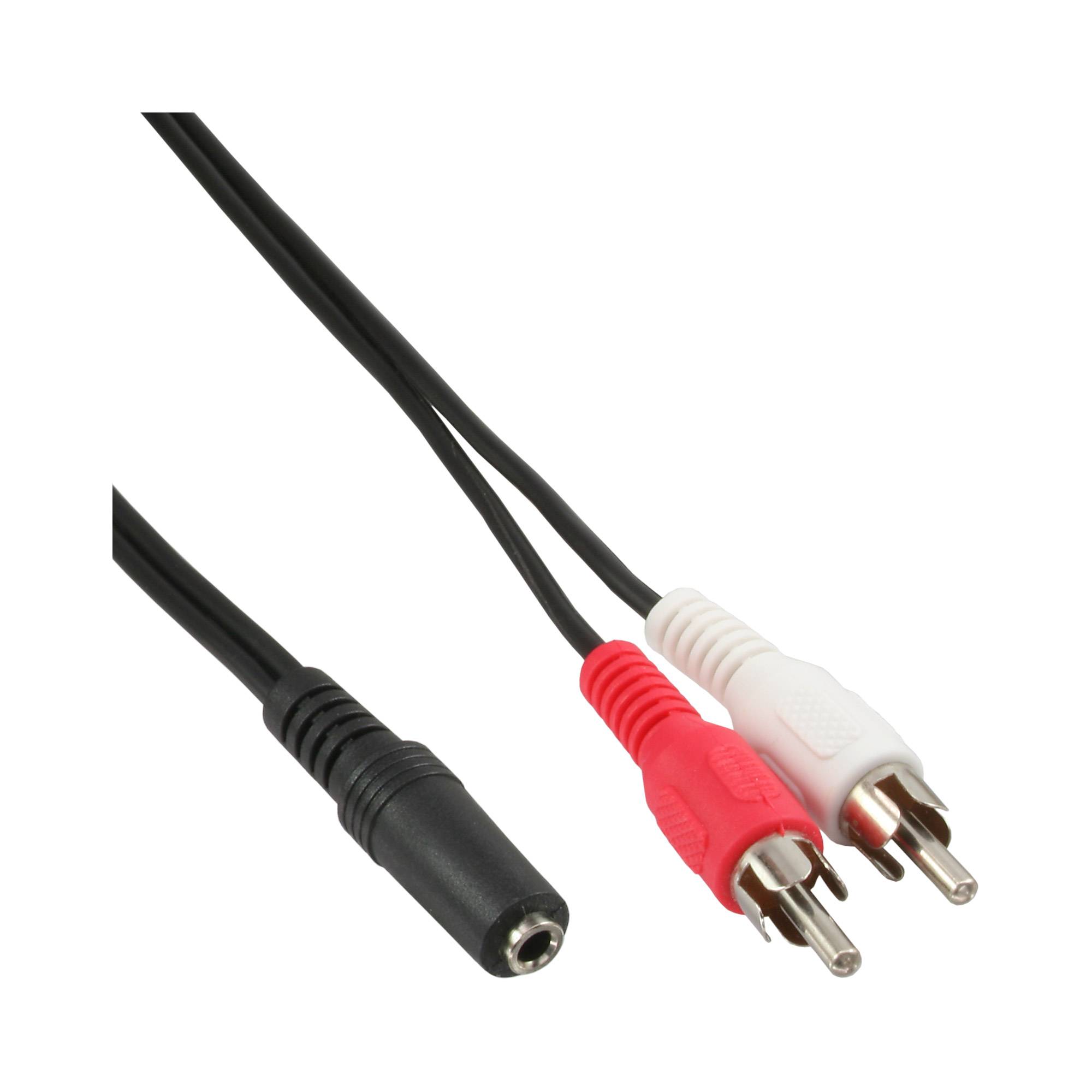 InLine® Cinch/Klinke Kabel, 2x Cinch Stecker an 3,5mm Klinke Buchse, 2m-0