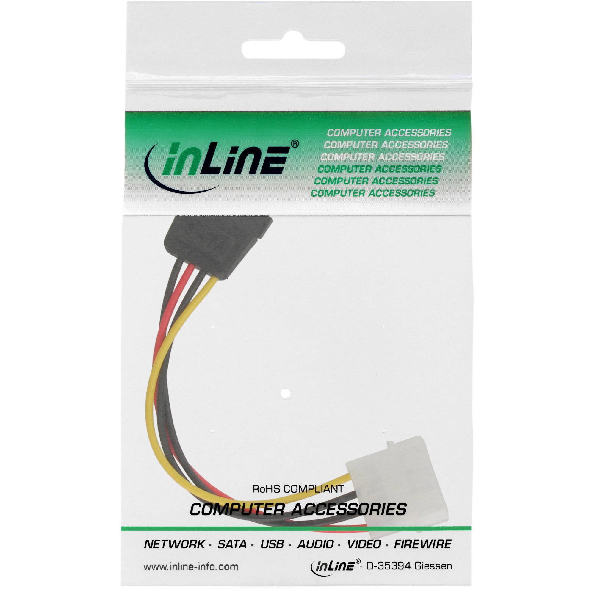 InLine® SATA Stromadapterkabel, 1x 13,34cm (5,25") BU an 15pol SATA ST, 0,15m-1