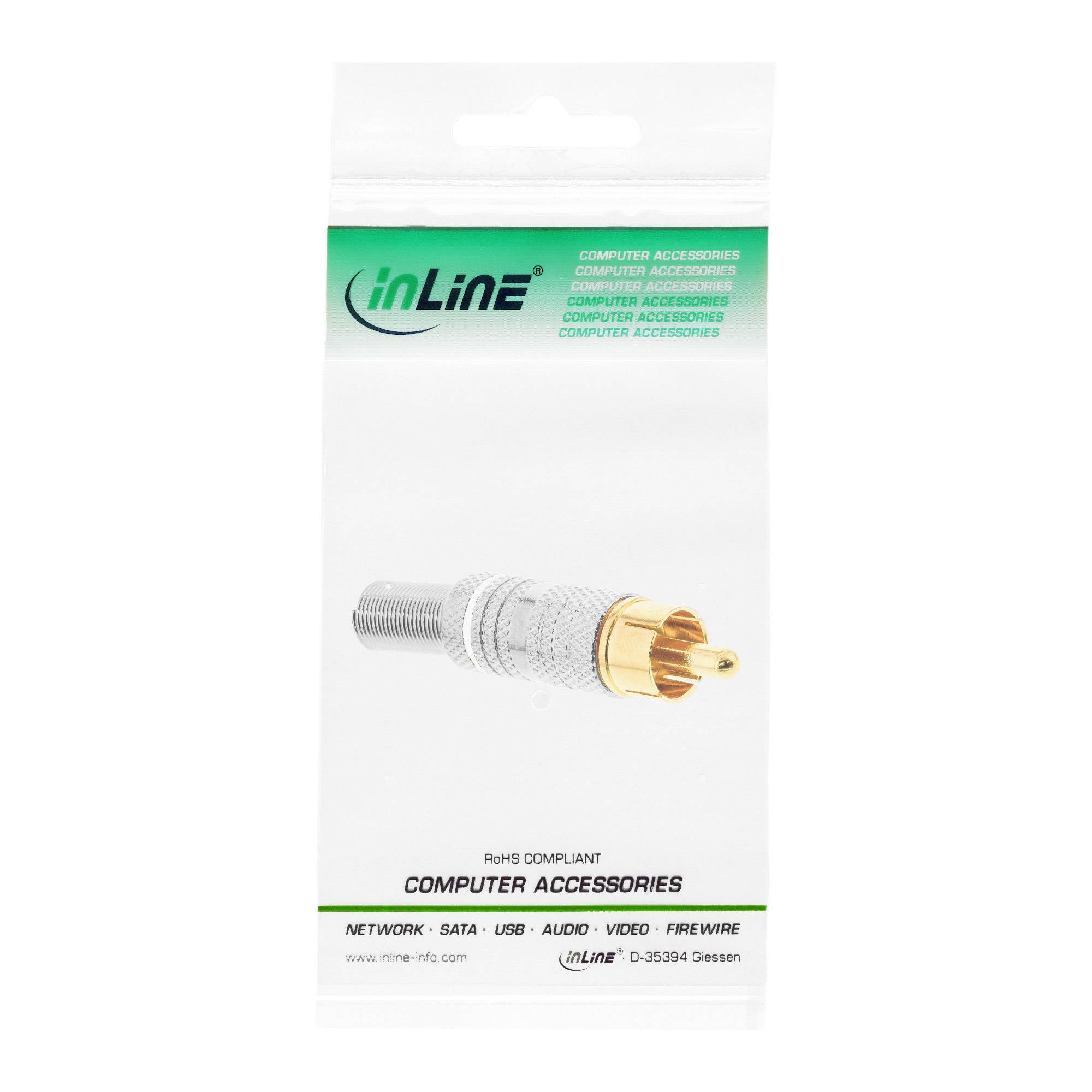 INLINE - Cinchstecker Lötversion - Metall silber - Ring weiß - für 6mm Kabel-2