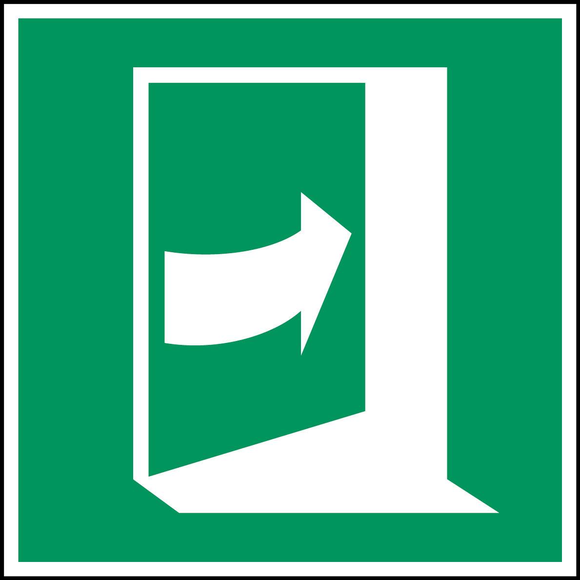 ISO 7010(EMEA) E023 Tür öffnet durch Drücken rechte Seite; Polyester-Folie selbstklebend 100 x 100 mm; 250 Schilder-0