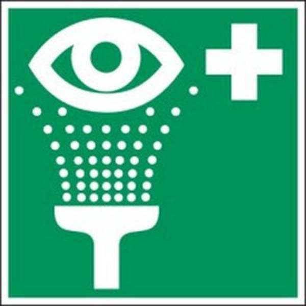Augenspüleinrichtung; Polyester-Folie selbstklebend 200 x 200 mm; 1 Schild
