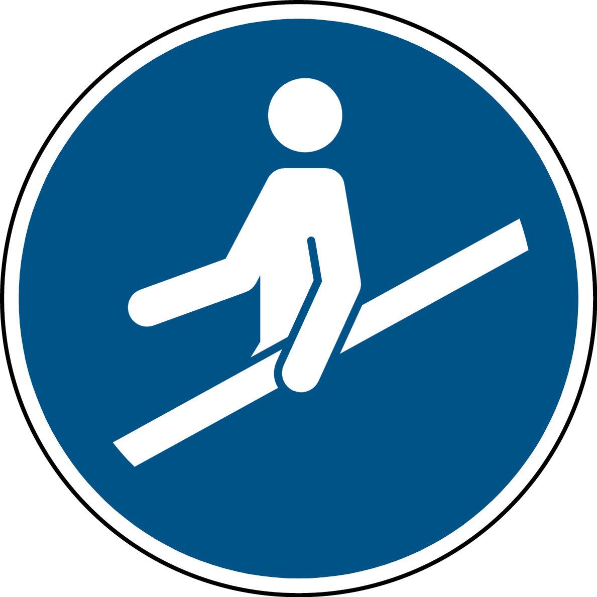 ISO 7010(EMEA) M012 Handlauf benutzen; Polyester-Folie selbstklebend Durchmesser: 100 mm 250 Schild-0