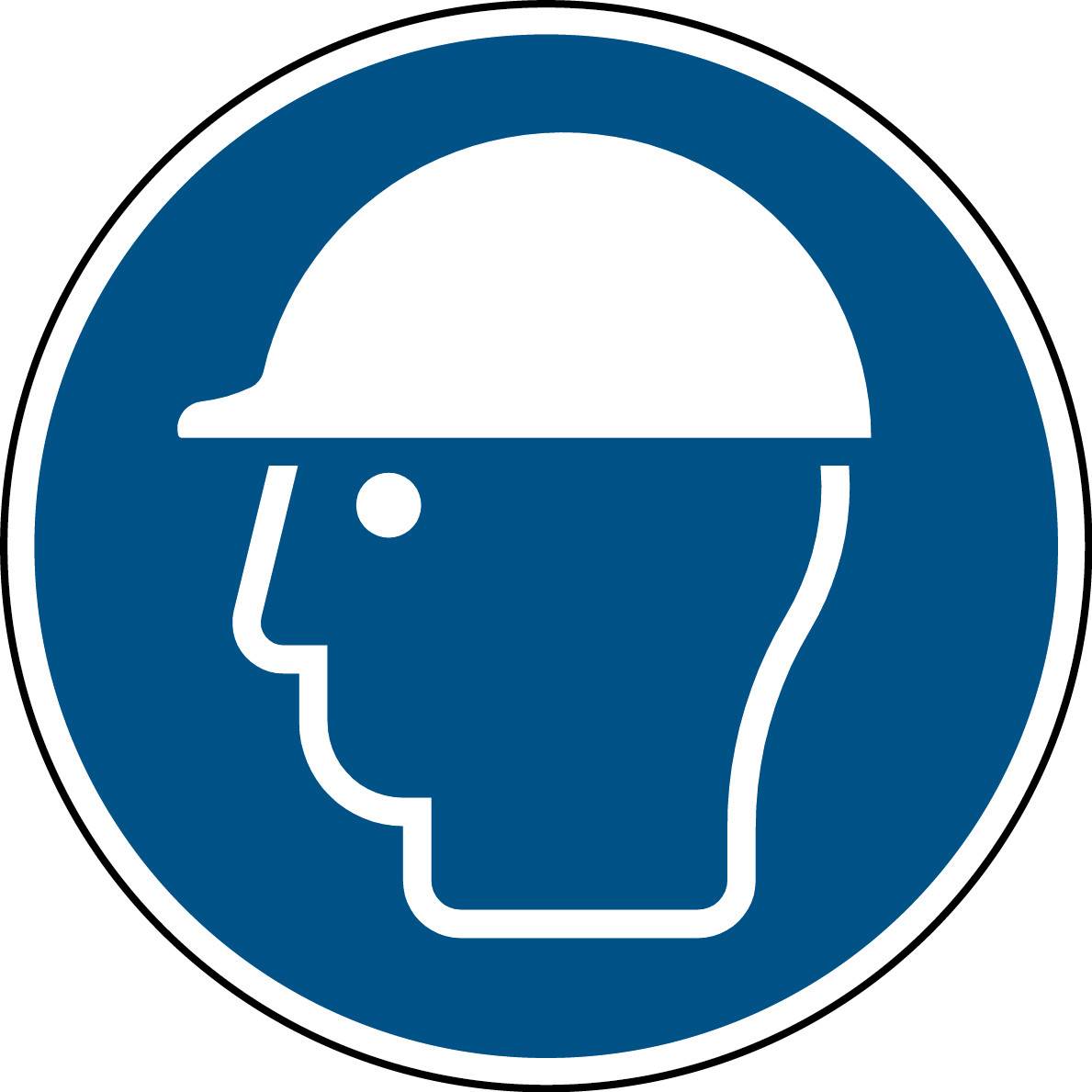ISO 7010(Global) M014 Kopfschutz benutzen; Polyester-Folie selbstklebend Durchmesser: 24 mm 18 Schild-0