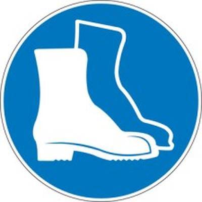 Fußschutz benutzen; Aluminium  Durchmesser: 100 mm; 1 Schild