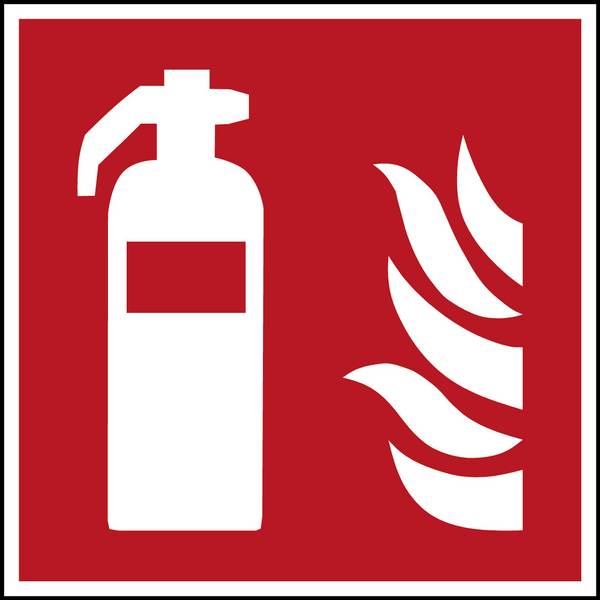ISO 7010(EMEA) F001 Feuerlöscher; Vinyl-Folie selbstklebend 10 x 10 mm; 96 Schilder