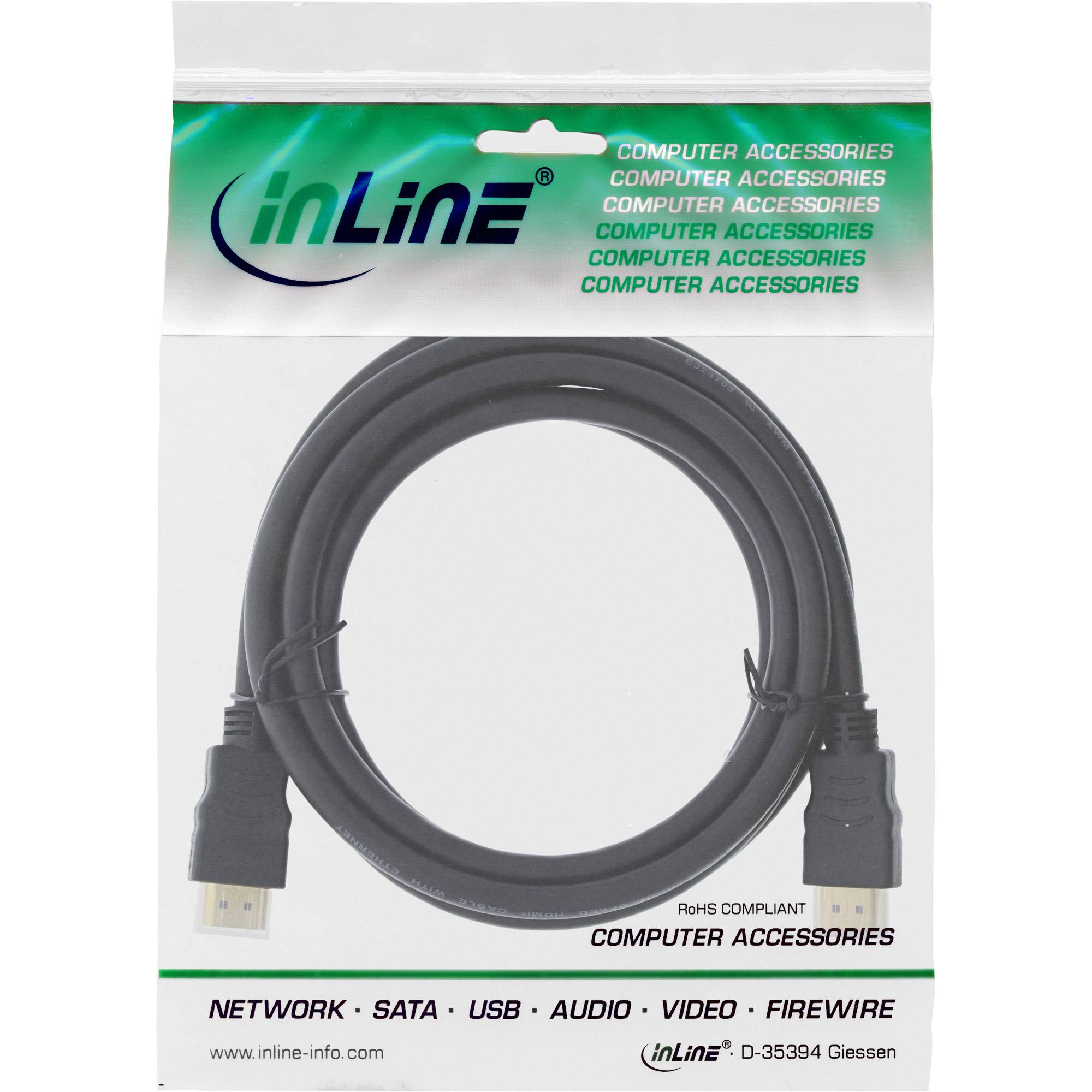 InLine® HDMI-High Speed Kabel mit Ethernet, Premium, 4K2K, ST/ST, schwarz, 0,3m-1